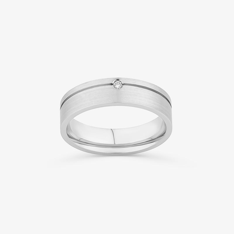 Imagem principal Aliança Anatômica com 2 Pontos de Diamantes com Friso em Ouro Branco 18k - 5,5 mm Monte Carlo