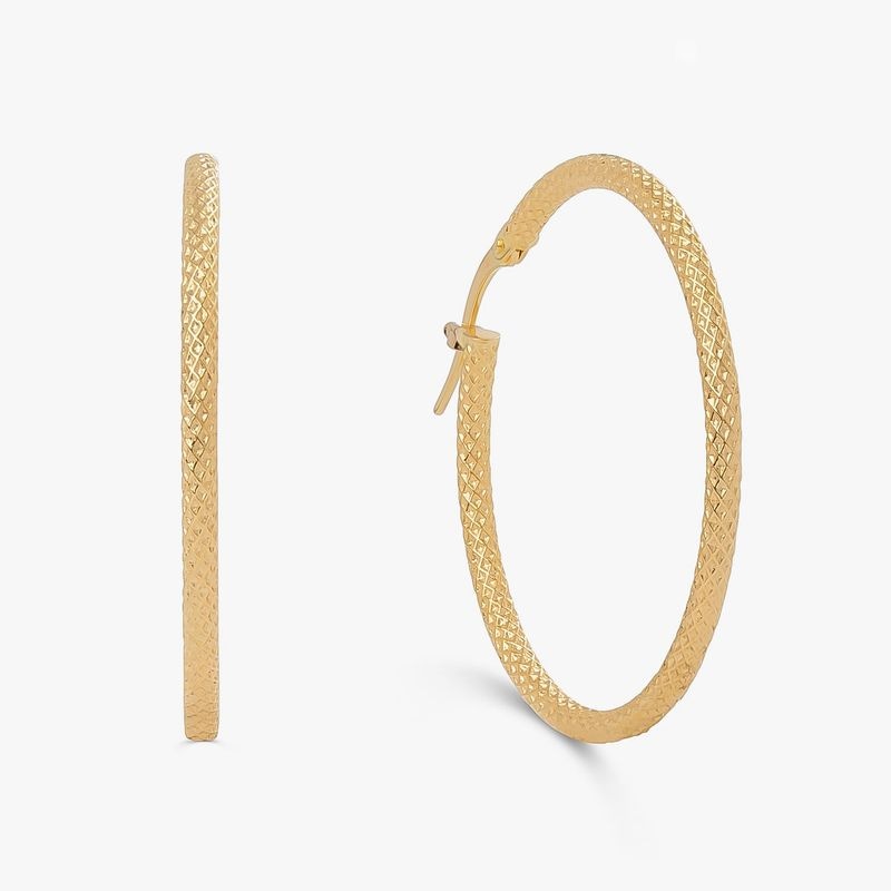 Imagem principal Brinco Argola Escamas Fio Redondo em Ouro Amarelo 18k - 30 mm Monte Carlo