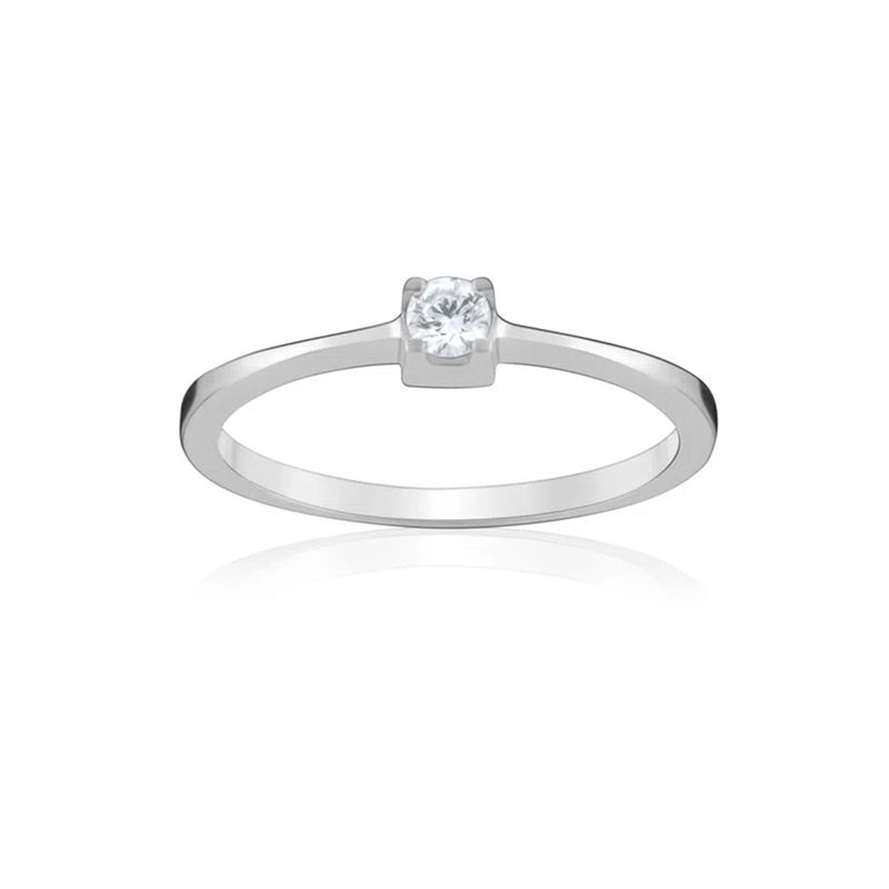 Imagem principal Anel Solitário em Ouro Branco com 10 Pontos de Diamantes Monte Carlo