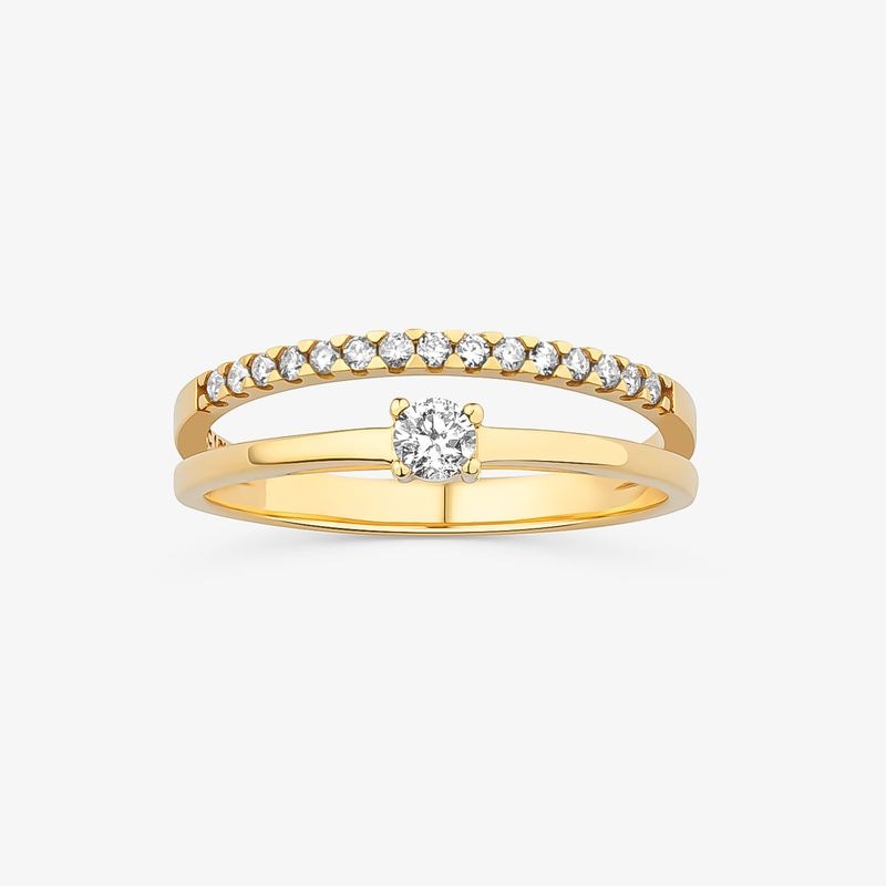 Imagem principal Anel Solitário com 25 Pontos de Diamantes em Ouro Amarelo 18k Monte Carlo