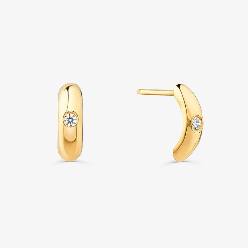 Imagem principal Brinco Infantil Meia Argola com Zircônia Incolor em Ouro Amarelo 18k Monte Carlo