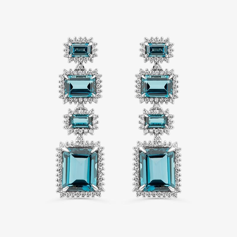 Imagem principal Brinco Pêndulo com Topázio London e Diamantes em Ouro Branco 18k Monte Carlo