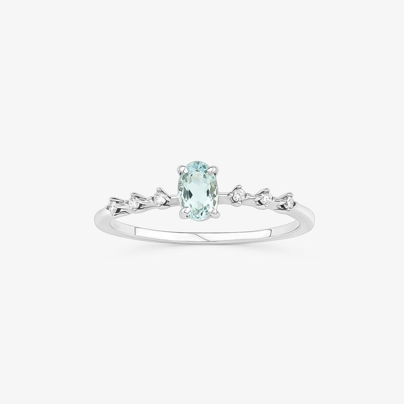 Imagem principal Anel Solitário Gota com Água Marinha e Diamantes em Ouro Branco 18k Monte Carlo