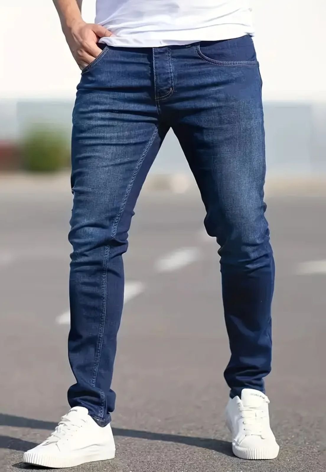 Imagem principal Calça Jeans Masculina Skinny Kovali Casual Com Elastano Confortável Escura KOVALI FASHION STORE azul/jeans azul