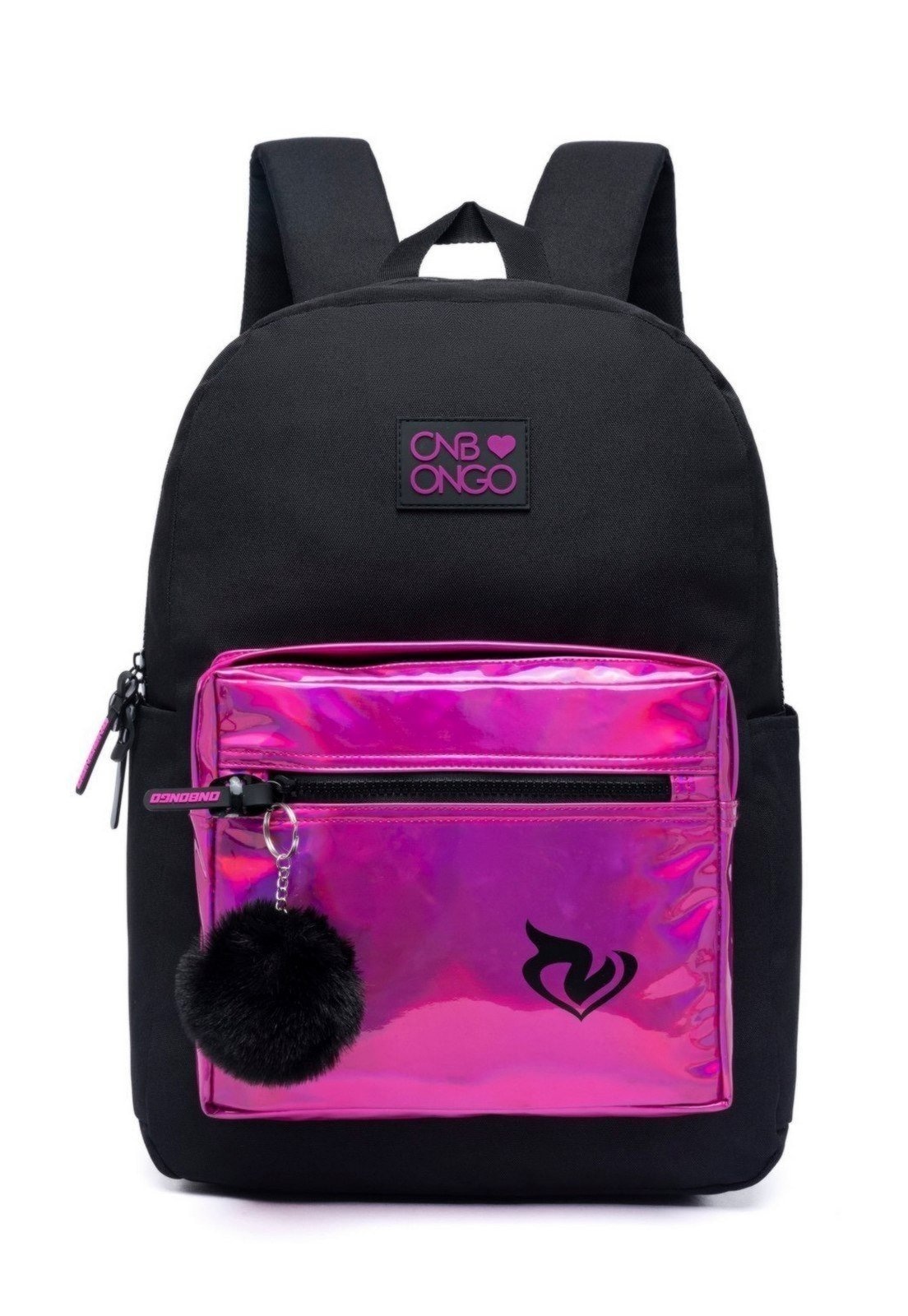 Imagem principal Mochila Onbongo Feminina Escolar Espaçosa Faculdade Notebook Chaveiro Onbongo preto