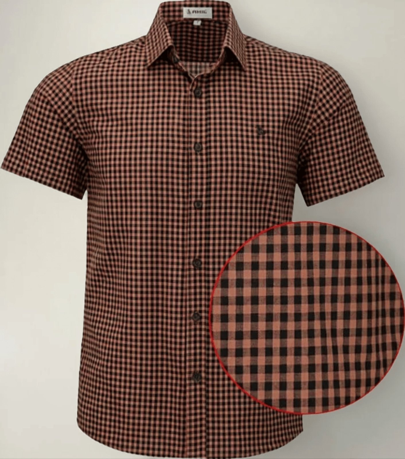 Imagem principal Camisa Amil Micro Xadrez Comfort Retry Algodão Macia Manga Curta Luxo Telha Amil marrom