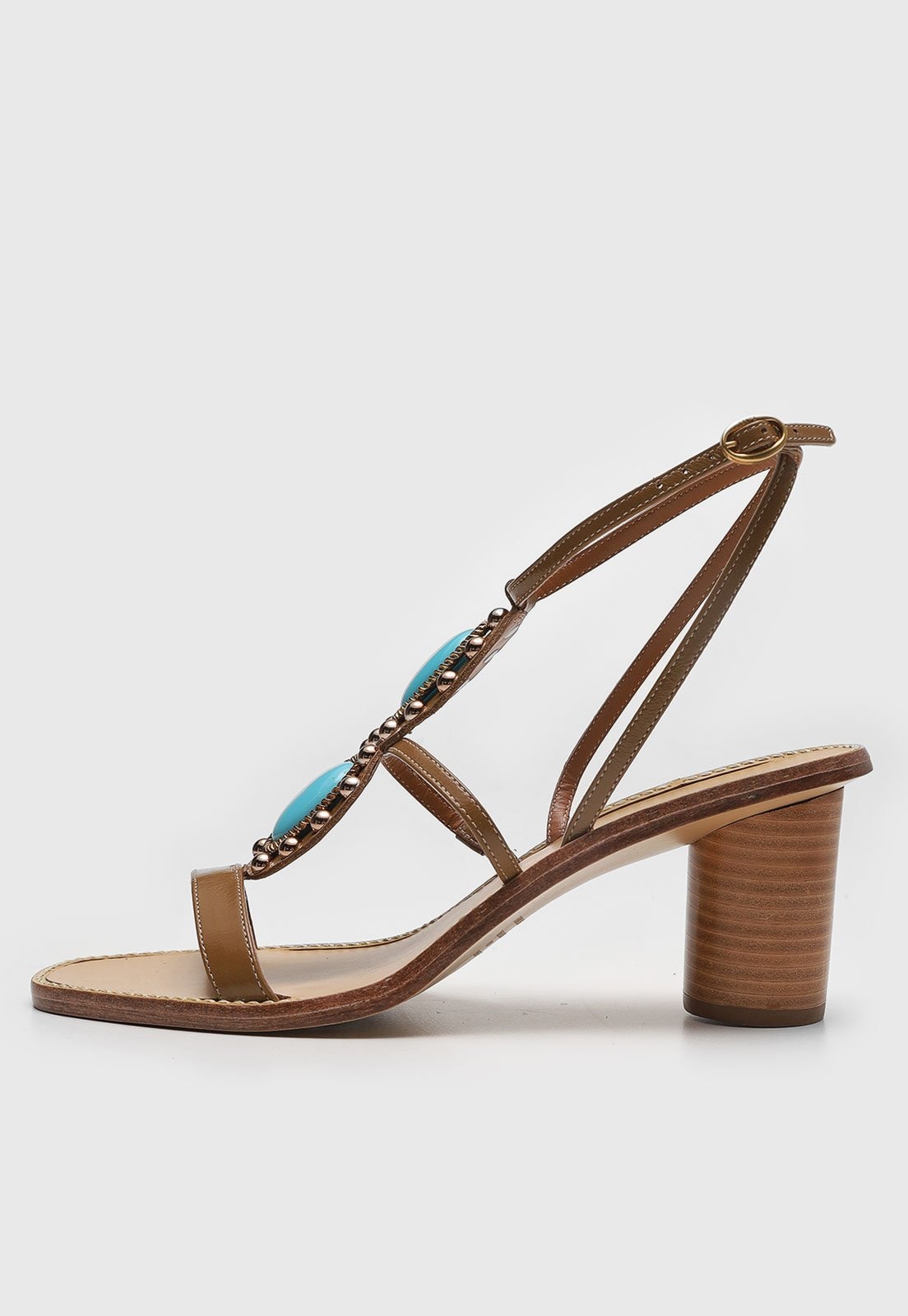 Imagem principal Sandália Feminina Lança Perfume Salto Bloco Pedraria Lança Perfume marrom