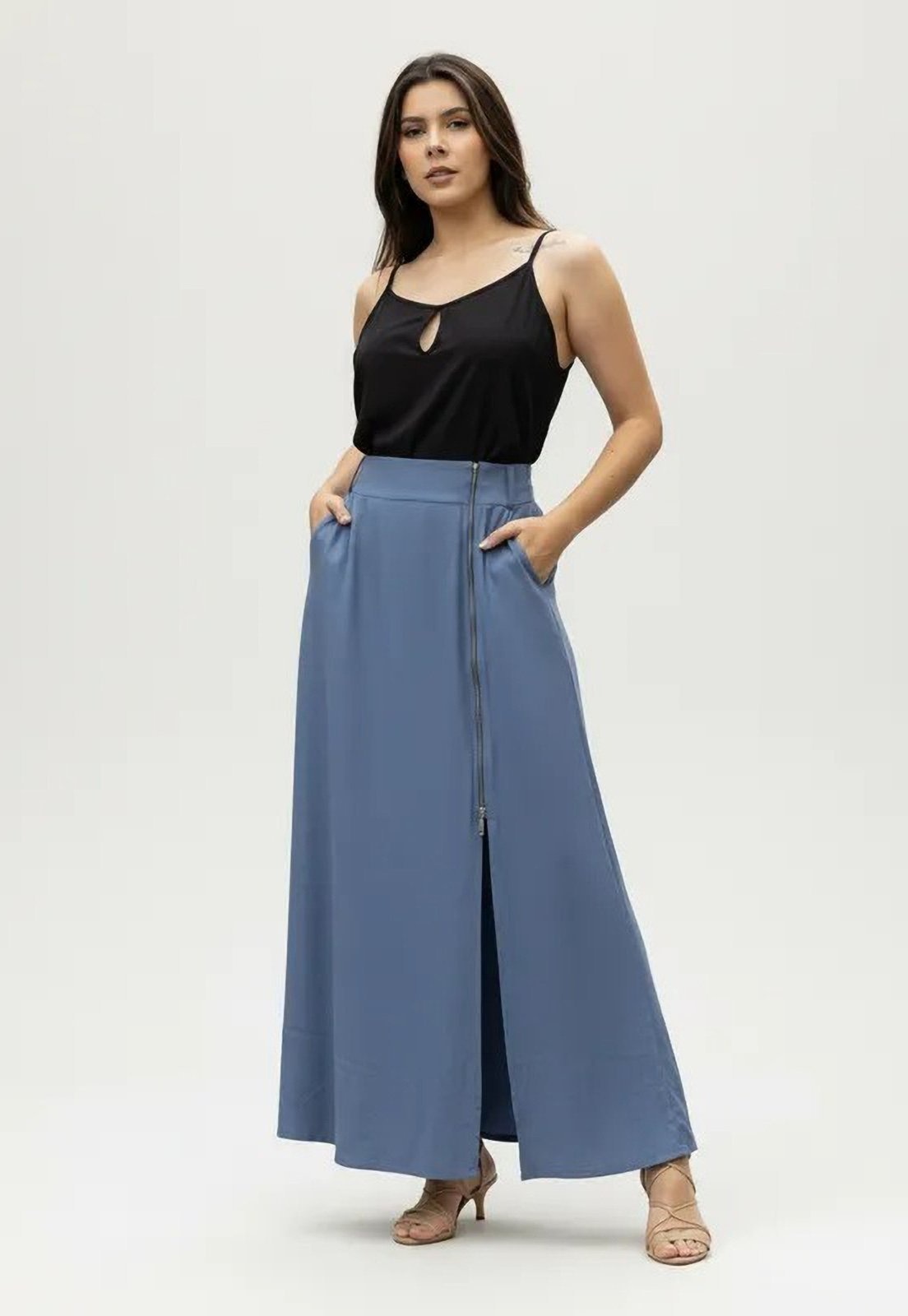 Imagem principal Saia Cabanafree Midi com Zíper Blue Cabanafree azul blue