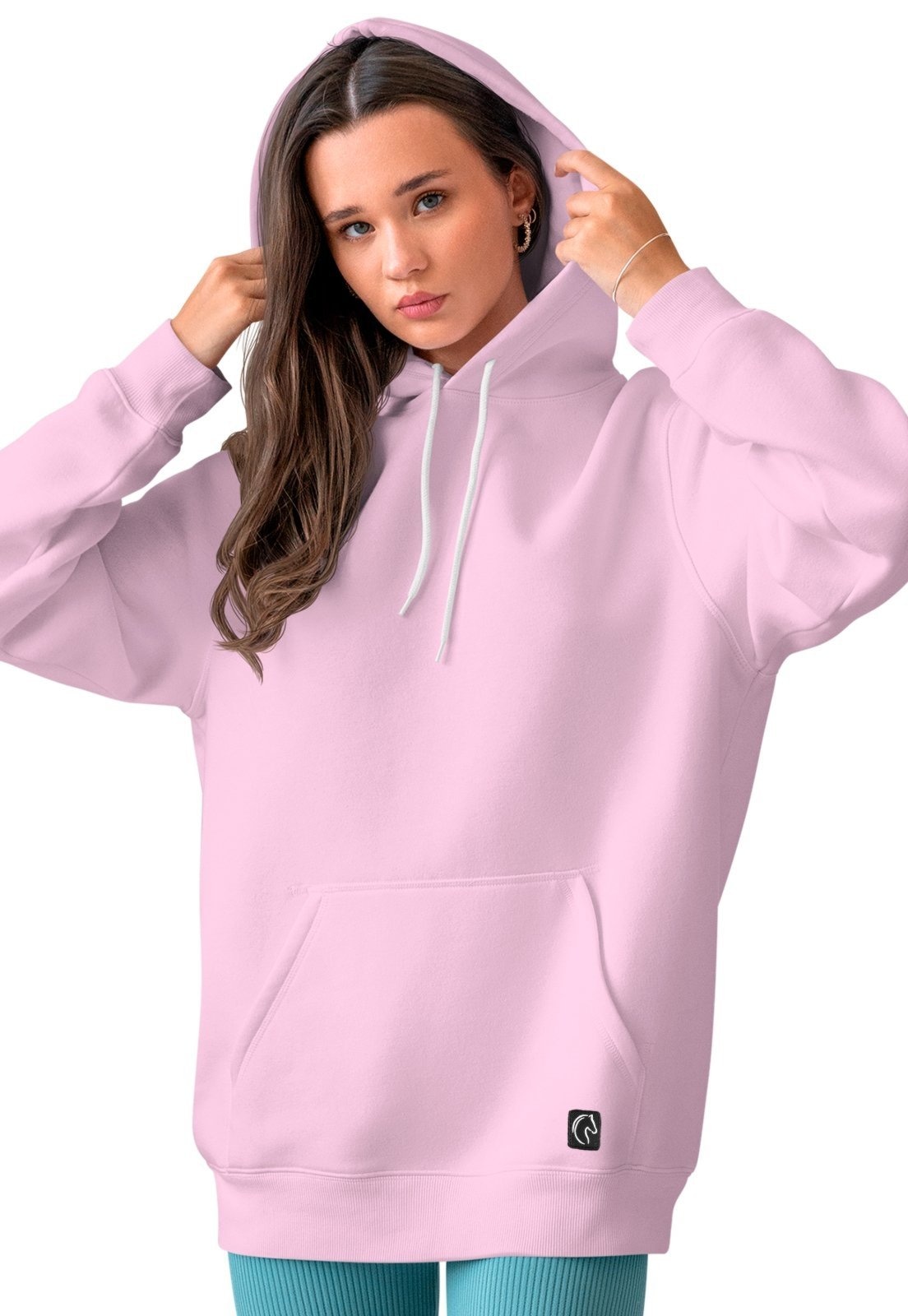 Imagem principal Blusa De Frio Feminina W2 Moletom Liso Com Capuz e Bolso Canguru Felpado Rosa W2 STORE azul/azul marinho/bege/branco/cinza/preto/rosa rosa