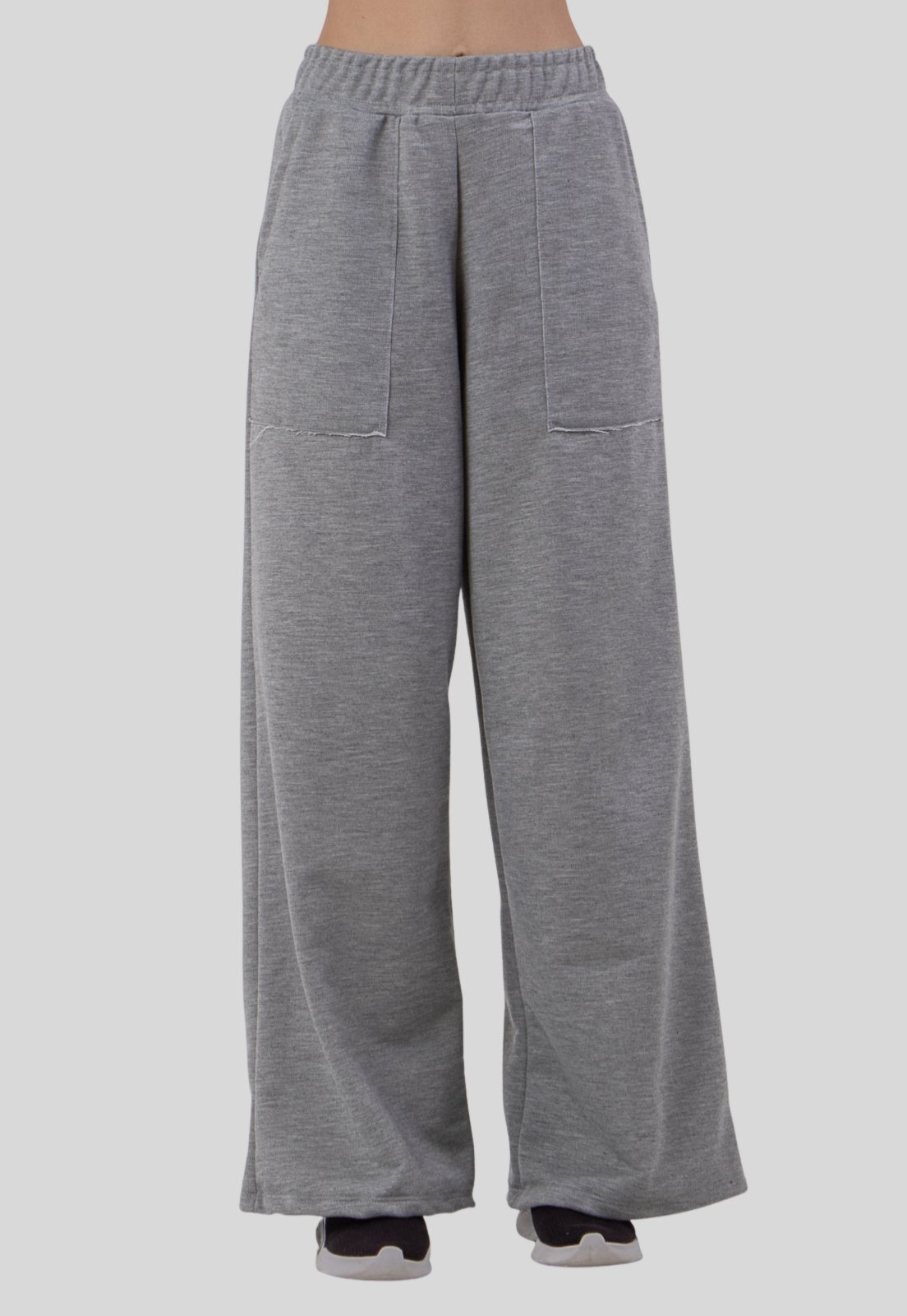 Imagem principal Calça Wide Legging Feminina com Bolso Moletinho Rioutlet cinza