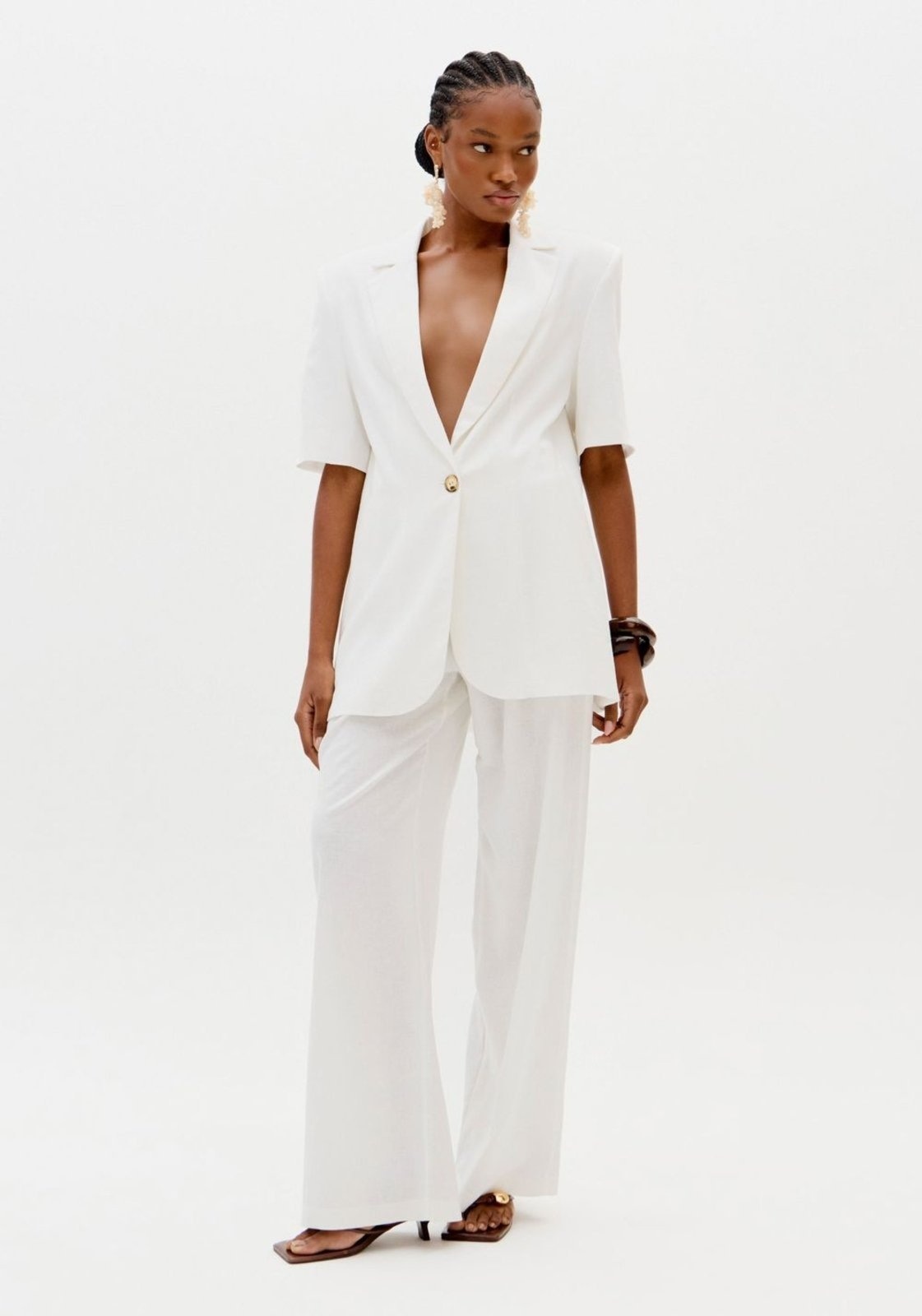 Imagem principal Calça Wide Leg Cós Elástico Com Linho Lança Perfume branco