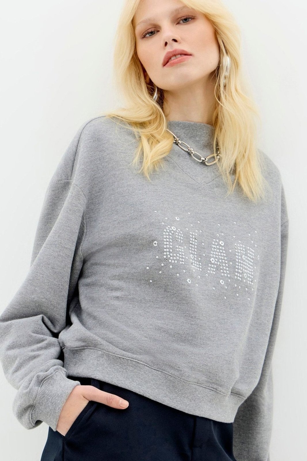 Imagem principal Blusão Moletom Glam Feminino Inblanche preto