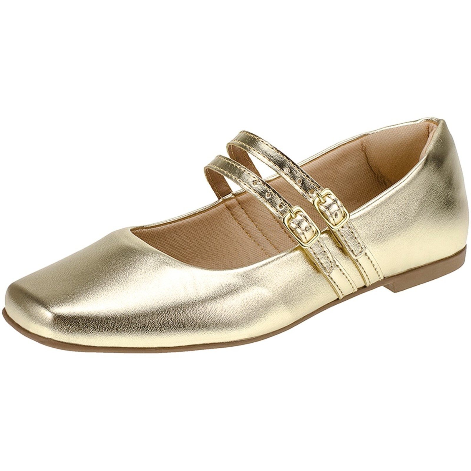 Imagem principal Sapatilha Lóris Shoes Feminina Bico Quadrado Mary Jane Confortável Mocassim Clássico Retro 190 LÓRIS SHOES dourado