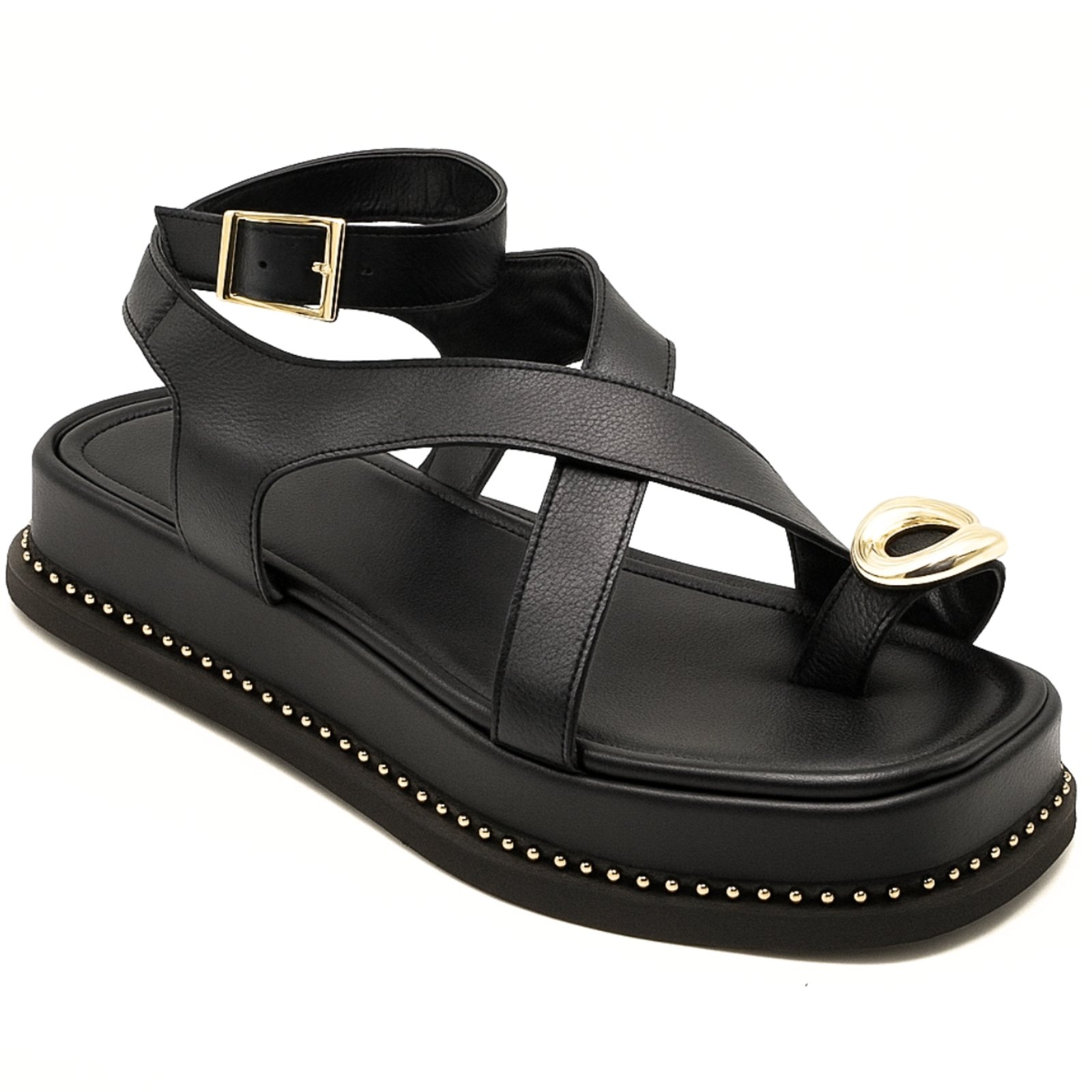 Imagem principal Sandália Anel de Dedo Flatform Feminina Elegante Casual Preta 23403 Hannah Footwear preto