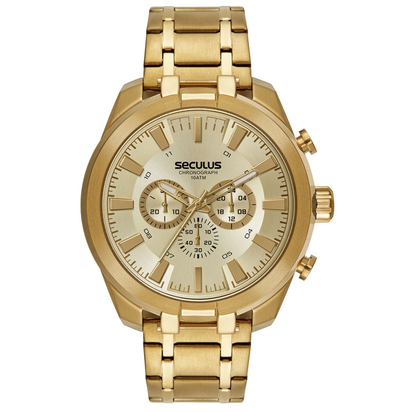 Imagem principal Relógio Masculino Cronógrafo Aço Aro 3D Seculus dourado