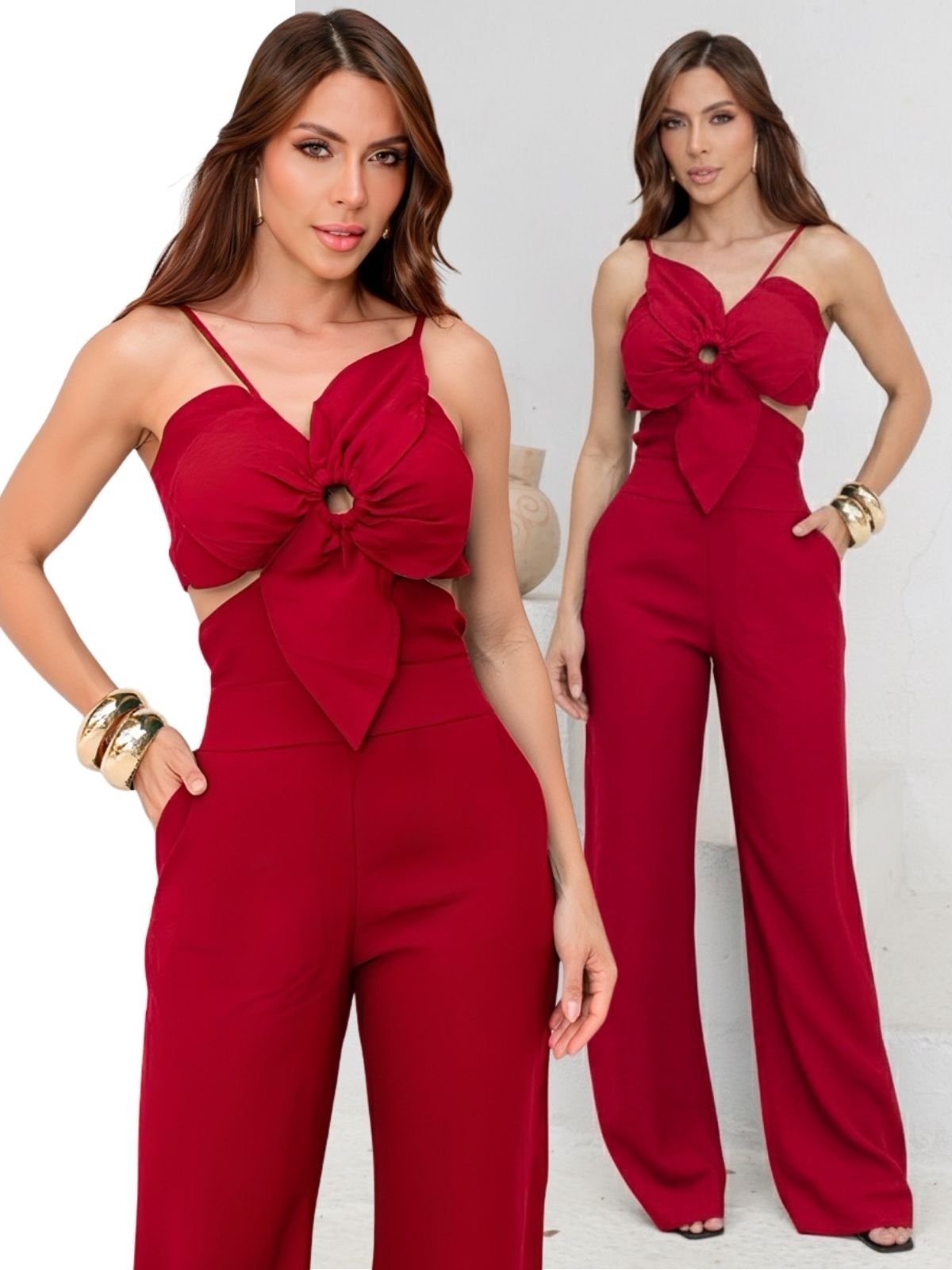 Imagem principal Macacão Feminino Divina Gata Longo Com Bojo Escuro DIVINA GATA vermelho