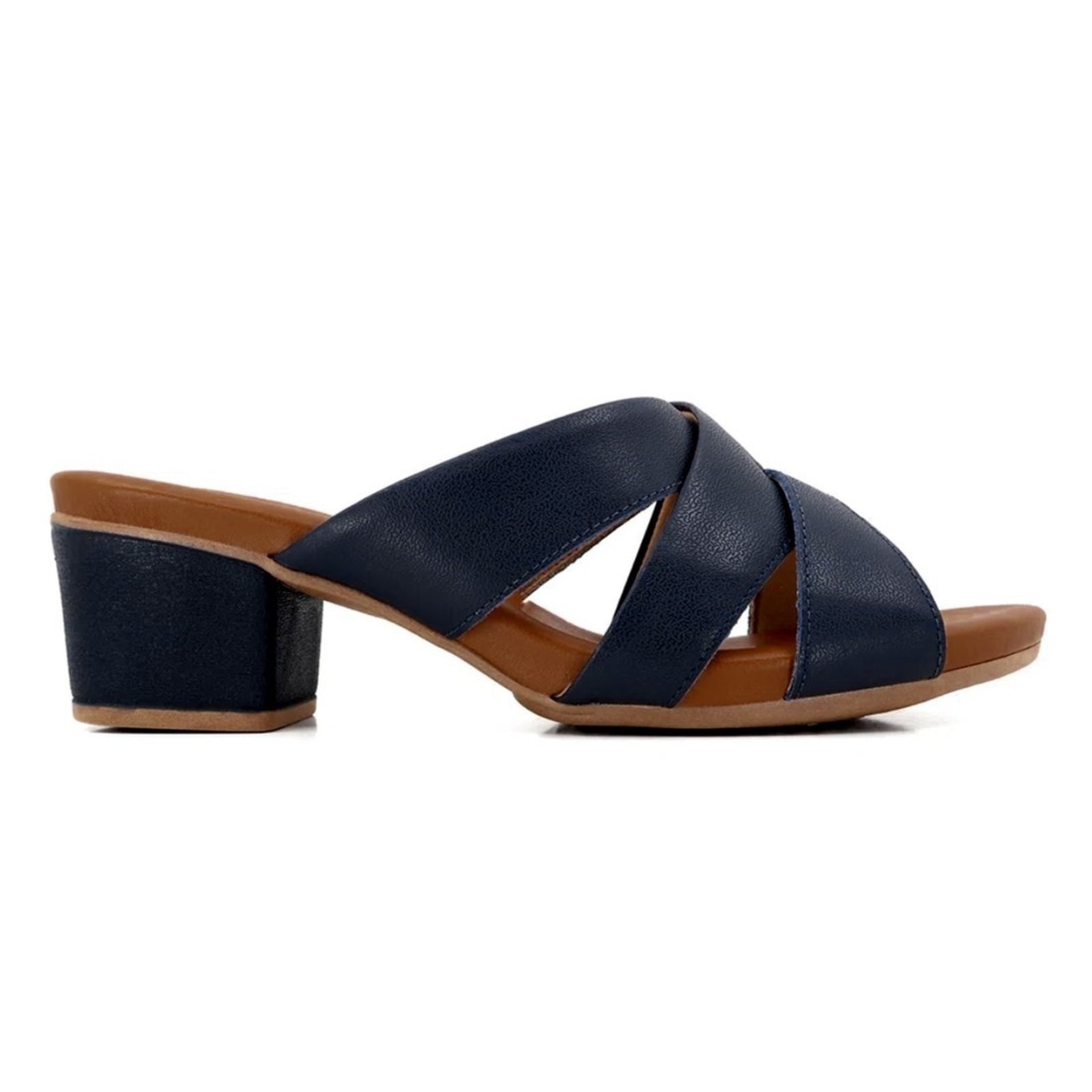 Imagem principal Tamanco Usaflex Feminino Salto Bloco Couro AE3223 Usaflex azul marinho