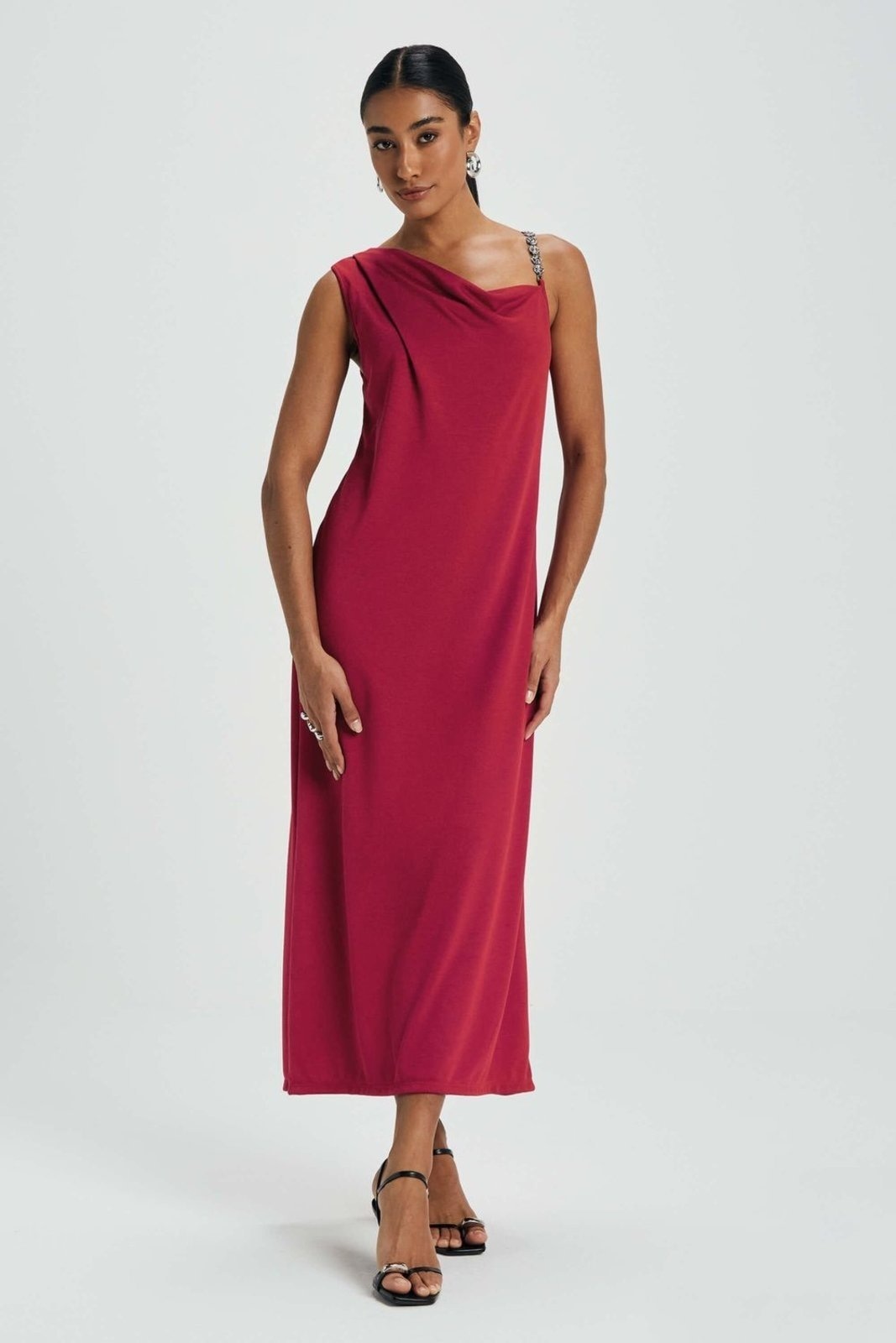 Imagem principal Vestido Feminino Degagê Alça Com Detalhe Marialícia Marialícia vermelho