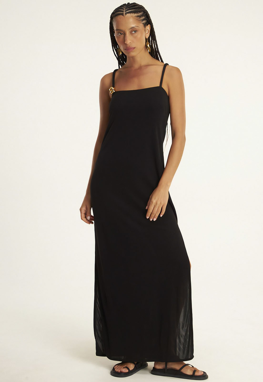 Imagem principal Vestido Cantão Longo Fenda Jersey Cantão preto