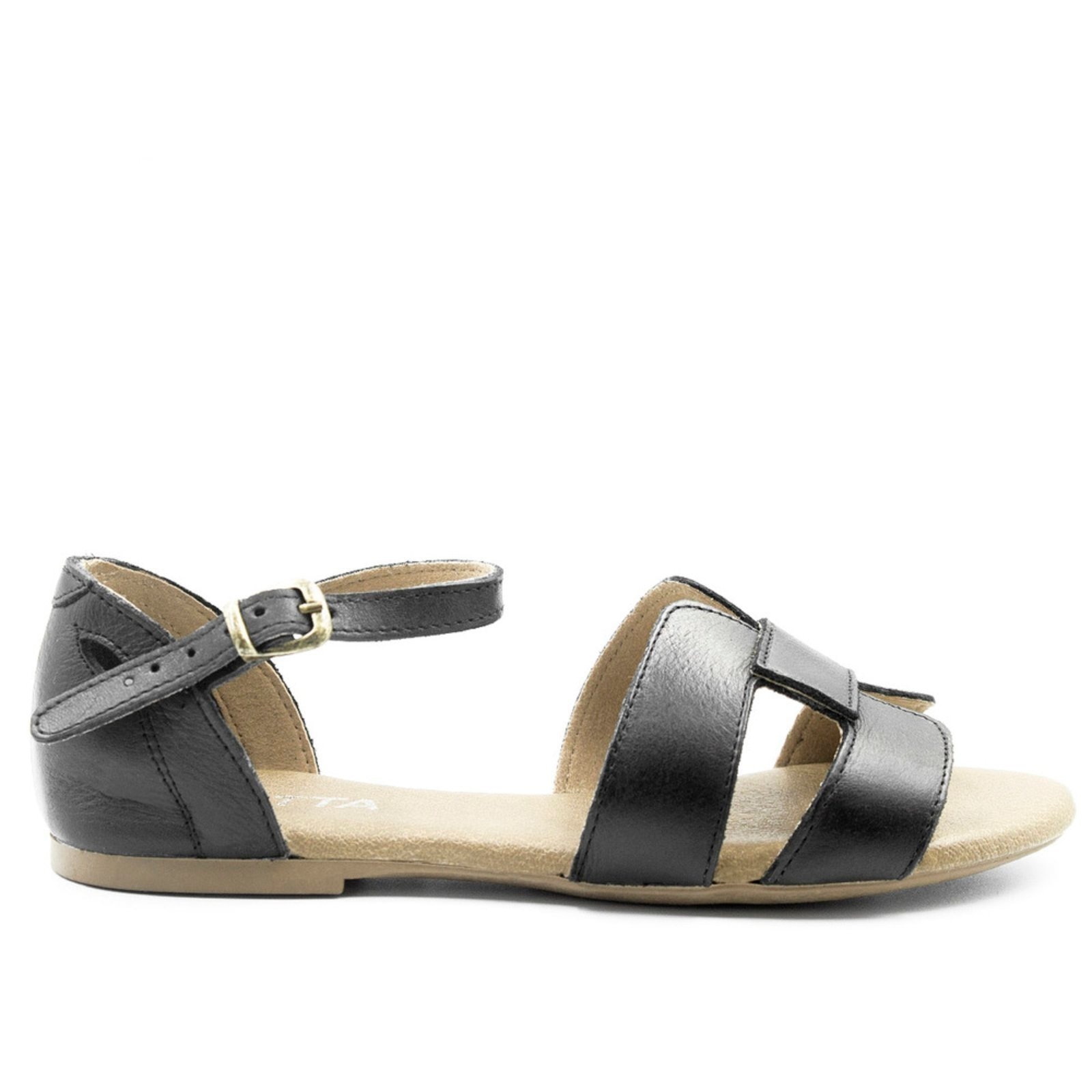 Imagem principal Sandália Rasteira Couro H Fechada Melina Preta ZATTA preto