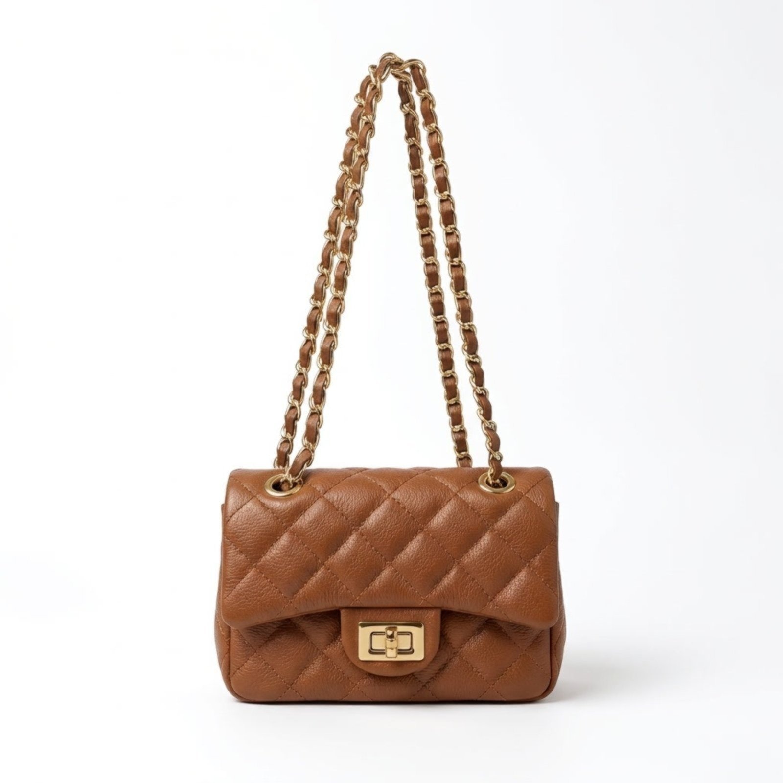 Imagem principal Bolsa Feminina Couro Legítimo Vittal Cecilia Design Matelassê Delicada USE VITTAL caramelo