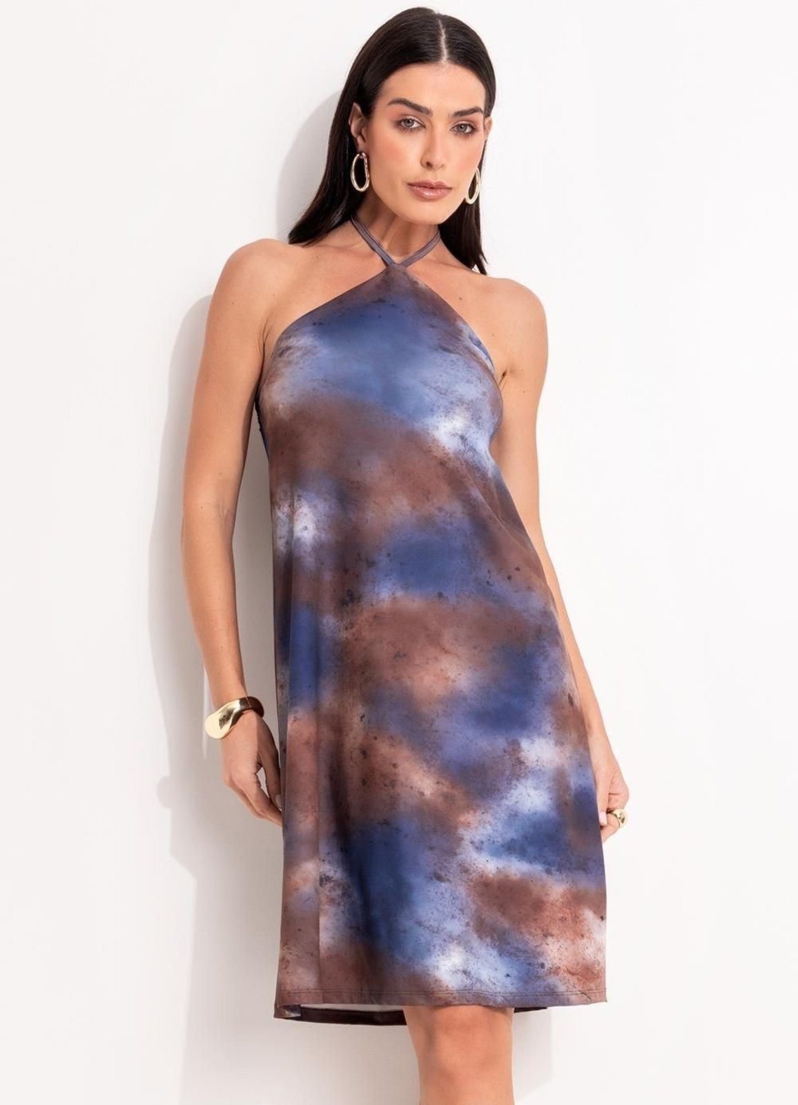 Imagem principal Vestido Em Malha Fria Marmorizado Quintess marrom