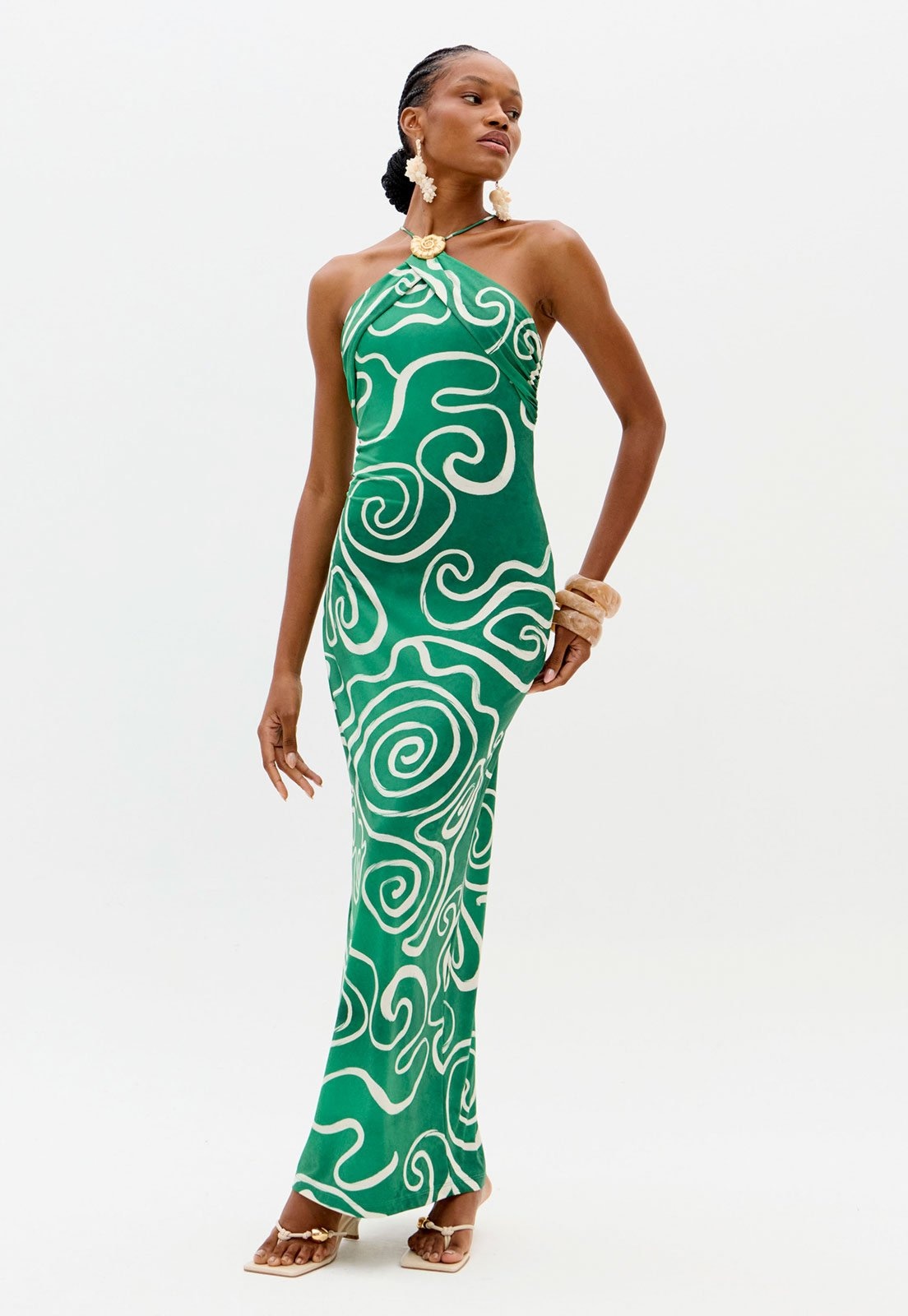 Imagem principal Vestido Feminino Lança Perfume Frente Única Super Midi Lança Perfume verde