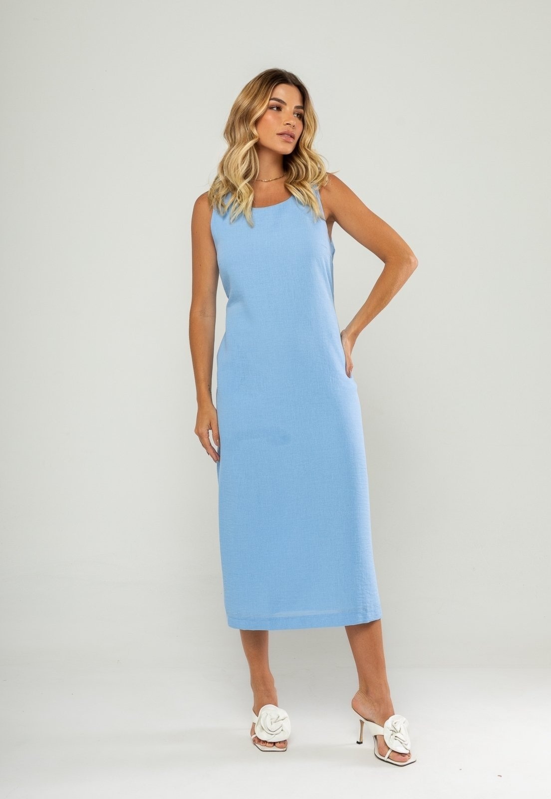 Imagem principal Vestido Midi Regata E Recorte Posterior Salvatore Salvatore Fashion azul