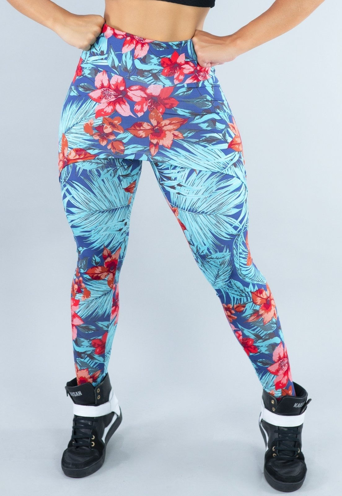 Imagem principal Calça Legging MVB Modas Saia Tapa Bumbum Suplex Lisa Amazonia Mvb Modas azul/estampado/multicolorido/verde