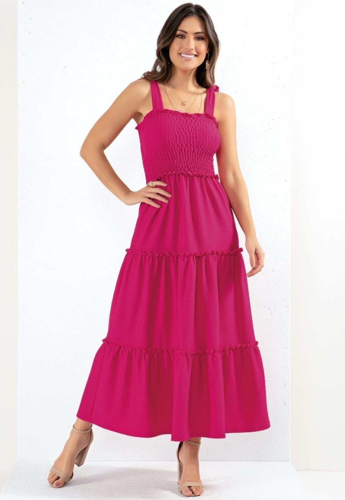 Imagem principal Vestido Com Babados E Alças Para Amarrar Quintess roxo