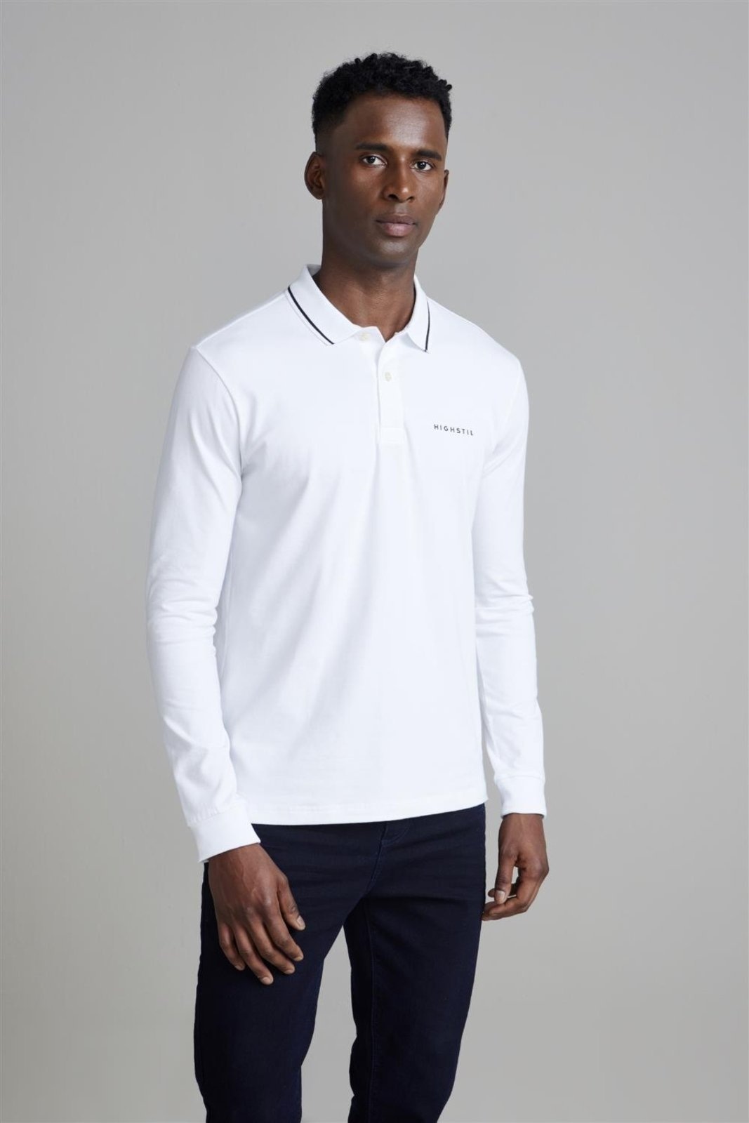 Imagem principal HIGHSTIL Camisa Polo Manga Longa Malha Slim Fit HIGHSTIL branco