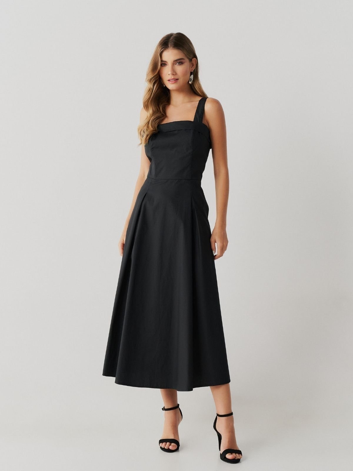 Imagem principal Vestido Via Lessa Valence Alfaiataria Midi em Algodão Via Lessa preto