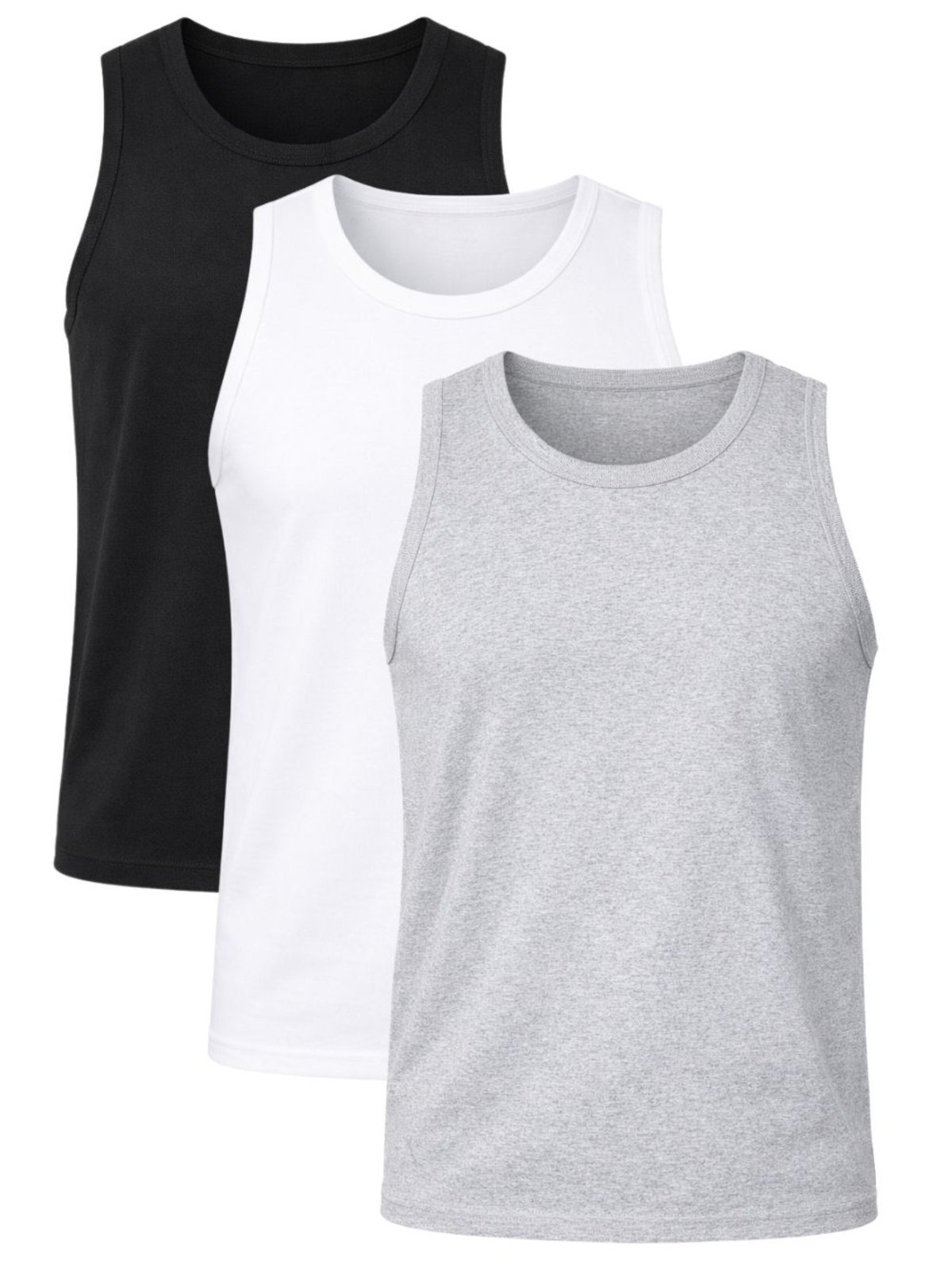 Imagem principal kit 3 Regatas Masculina Caneladas Básicas em Ribana Preta, Branca e Cinza Crocker - 50737 Crocker multicolorido