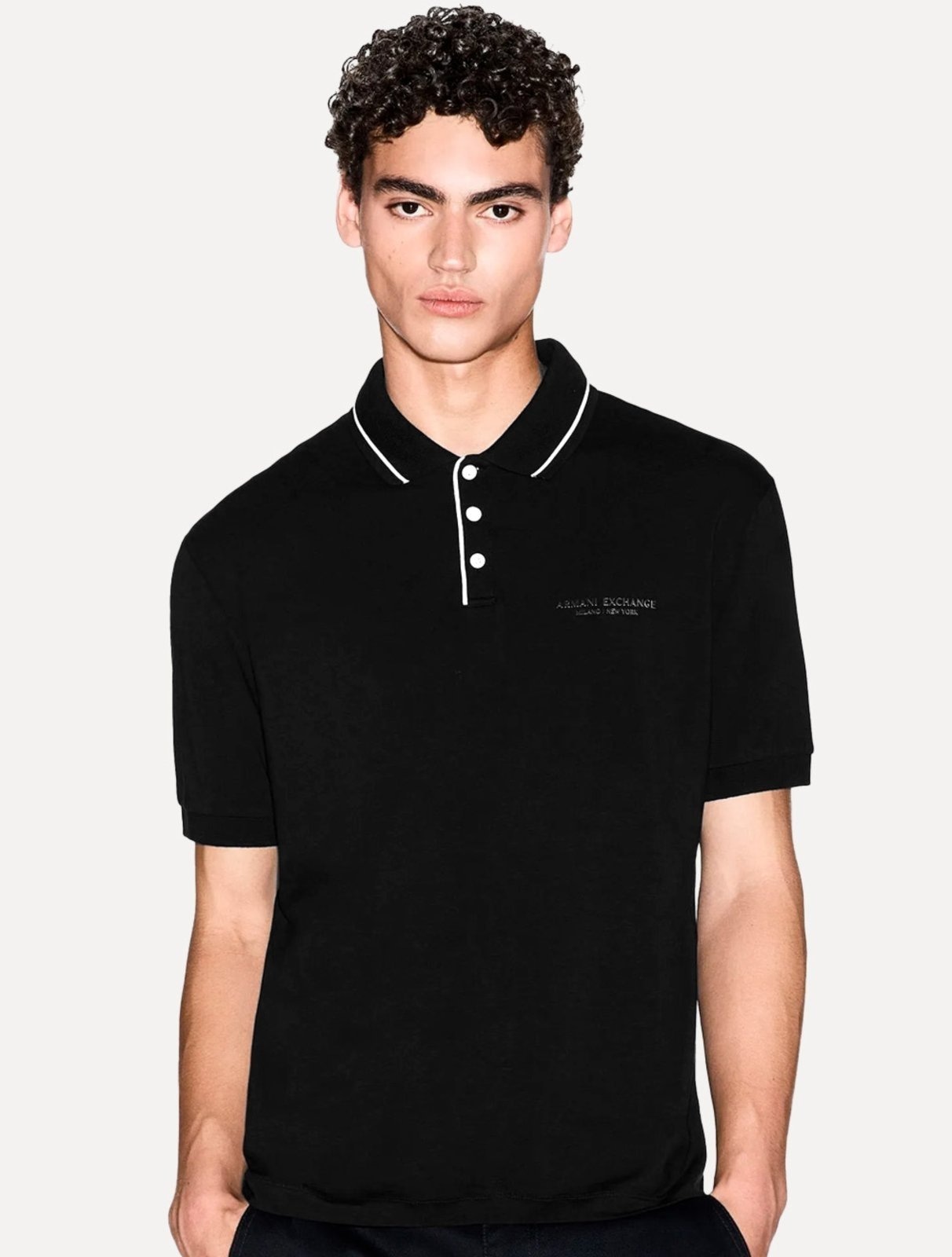 Imagem principal Polo Armani Exchange Masculina Regular Fit Jersey Preta Armani Exchange preto