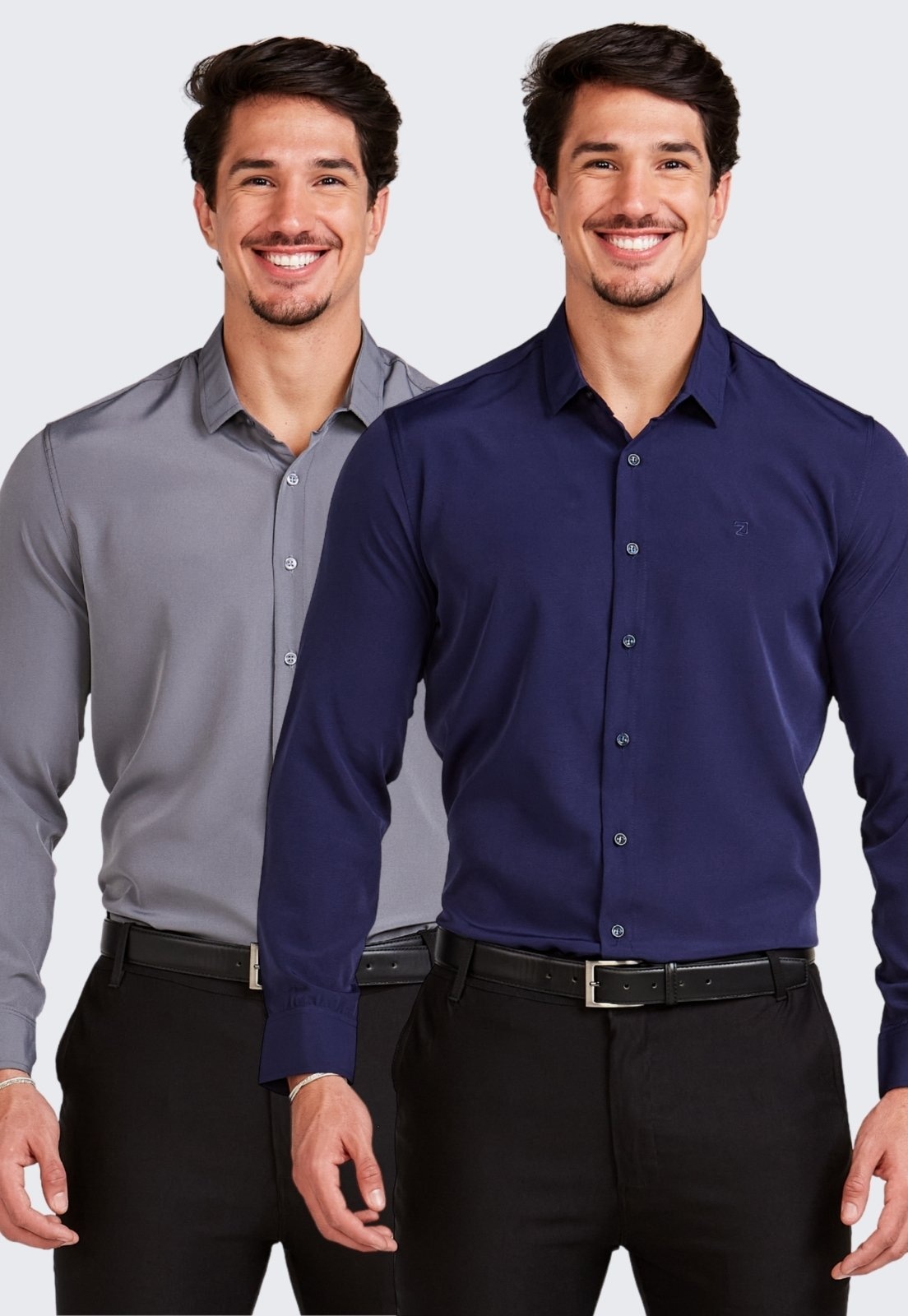 Imagem principal Kit 2 Camisa Social Masculina Manga Longa Daze Modas e Chumbo Daze Modas azul marinho/cinza