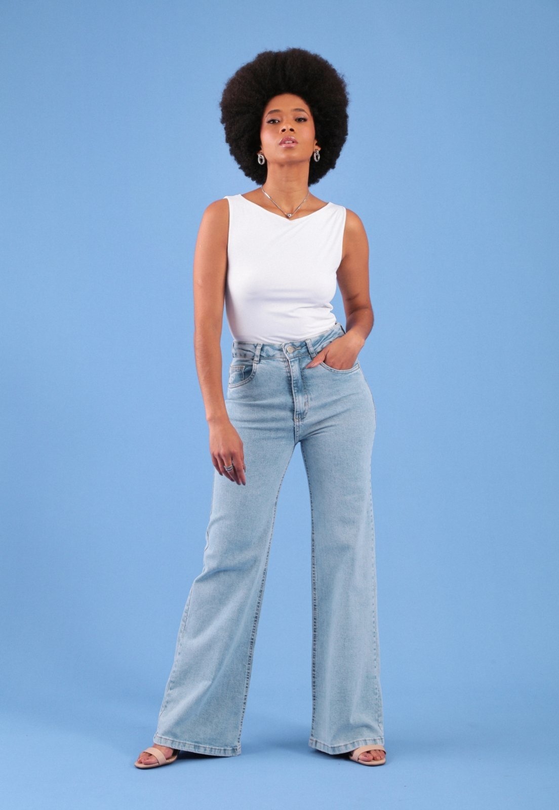 Imagem principal Calça Jeans Pop Me Wide Leg Claro Pop Me azul