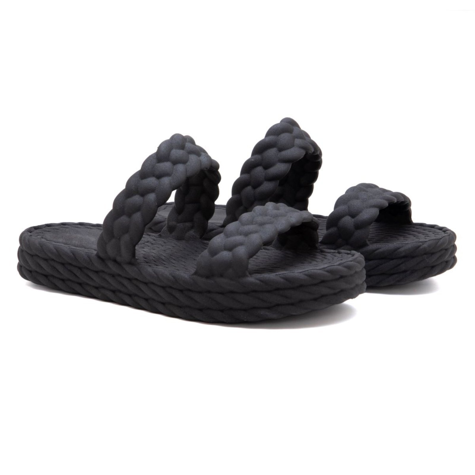 Imagem principal Chinela Feminina Anna Andrade Rasteira Flat Plataforma Casual Corda Tendência Moda Anna Andrade preto