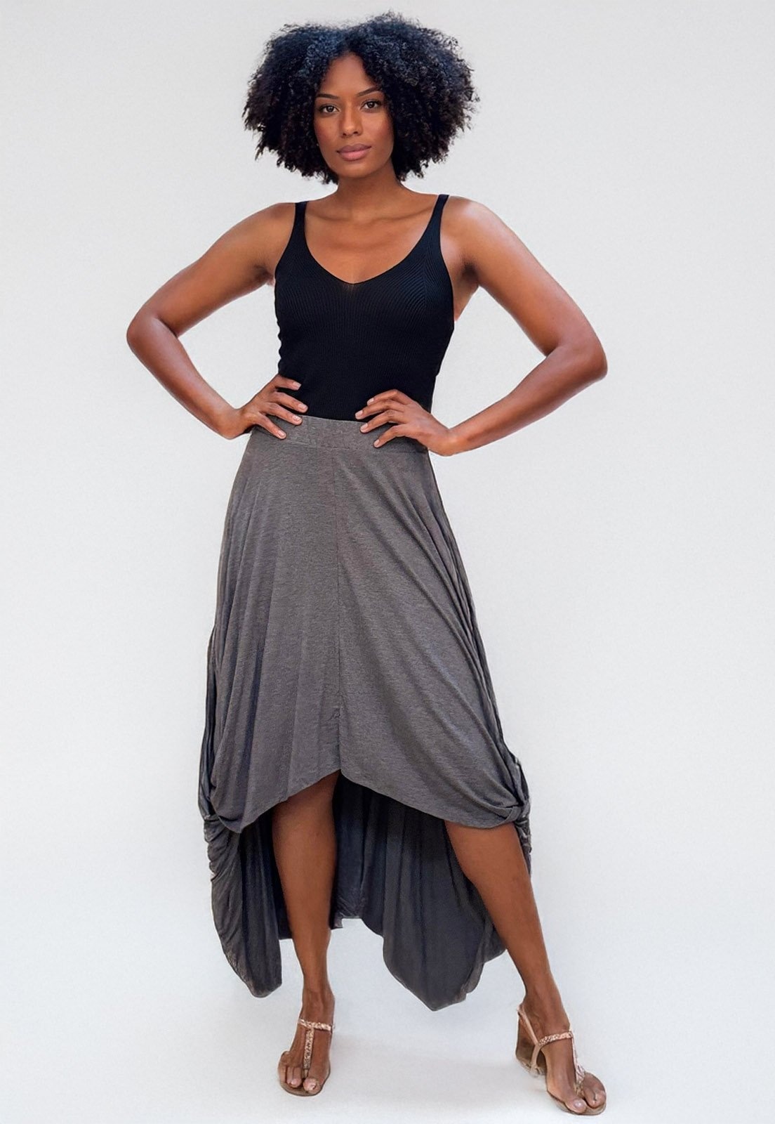 Imagem principal Saia Longa Amazonia Vital Malha Nó Hippie Chic Mescla Amazonia Vital cinza