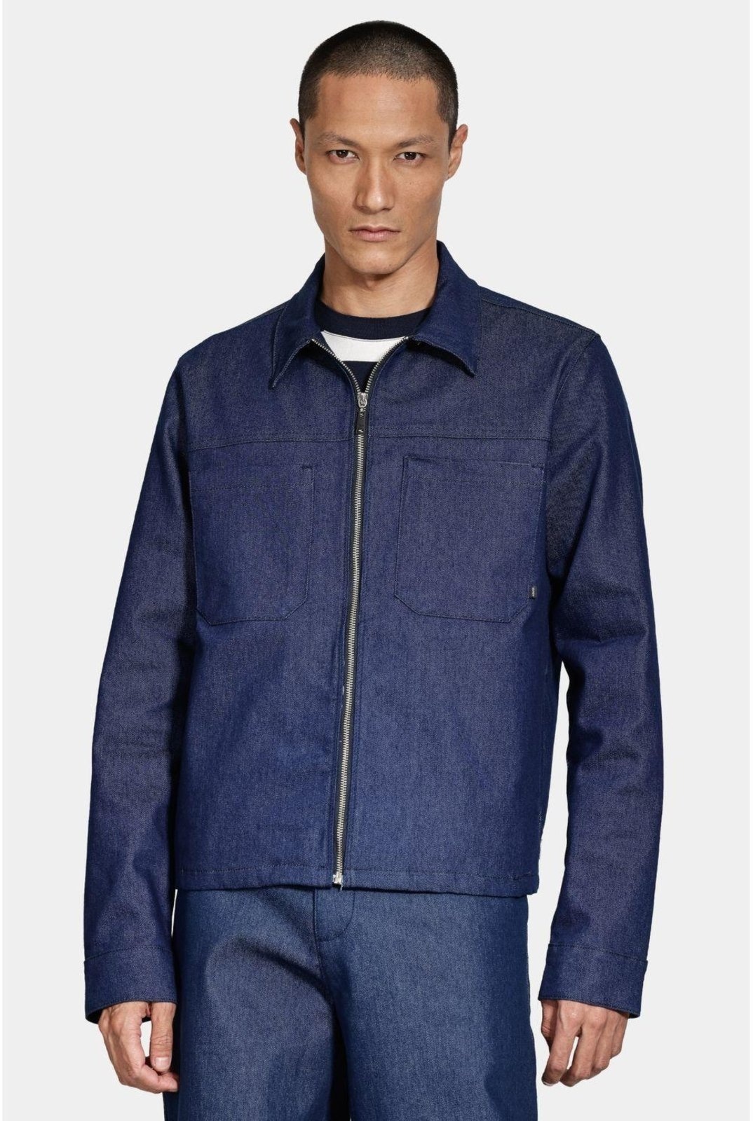 Imagem principal Jaqueta Jeans Aramis Com Zíper e Bolsos Escuro Aramis azul