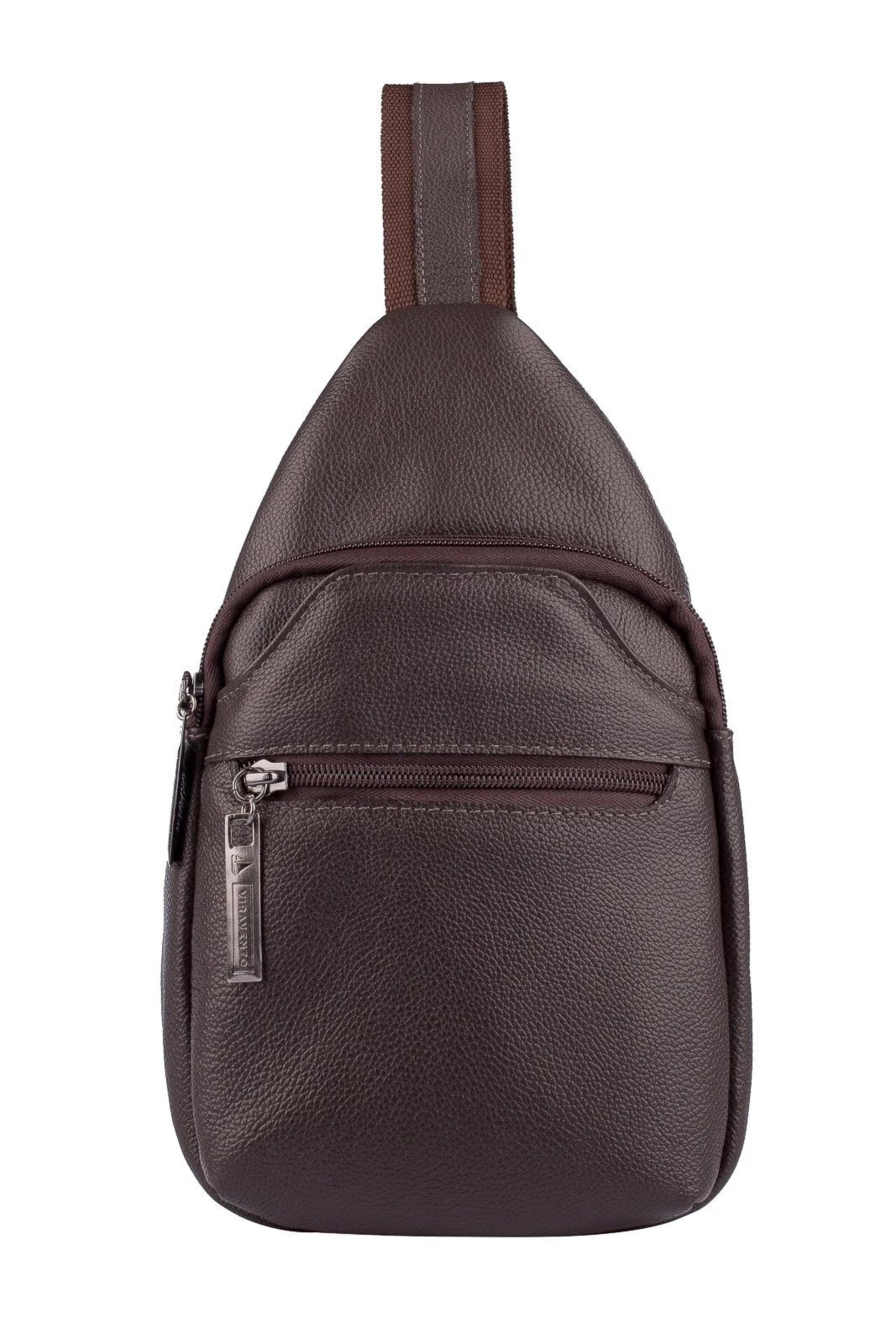 Imagem principal Mini mochila transversal de couro Jeff Vira Vento café