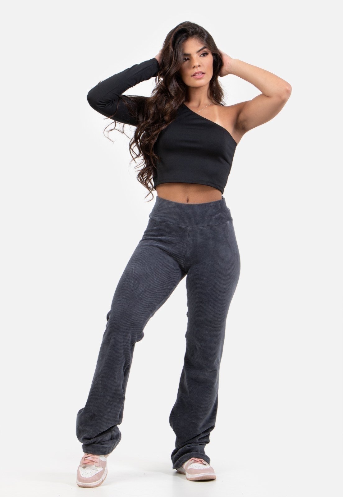 Imagem principal Calça Flare Rioutlet Veludo Cotelê Cintura Alta Chumbo Rioutlet cinza