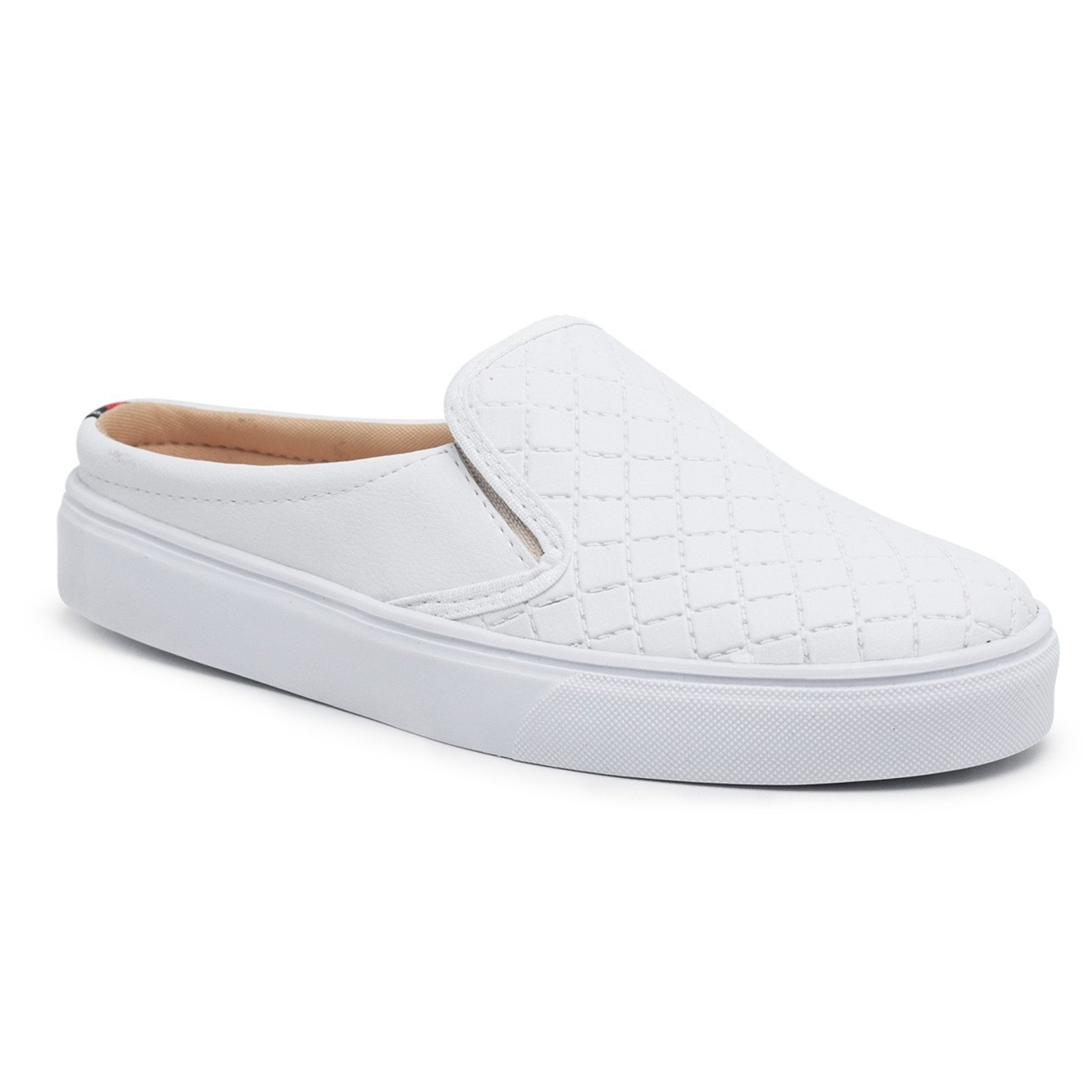 Imagem principal Mule Slip On Babuche Tênis Casual Feminino Solado Flat Emborrachado Confortável Prático Macio super shoes branco