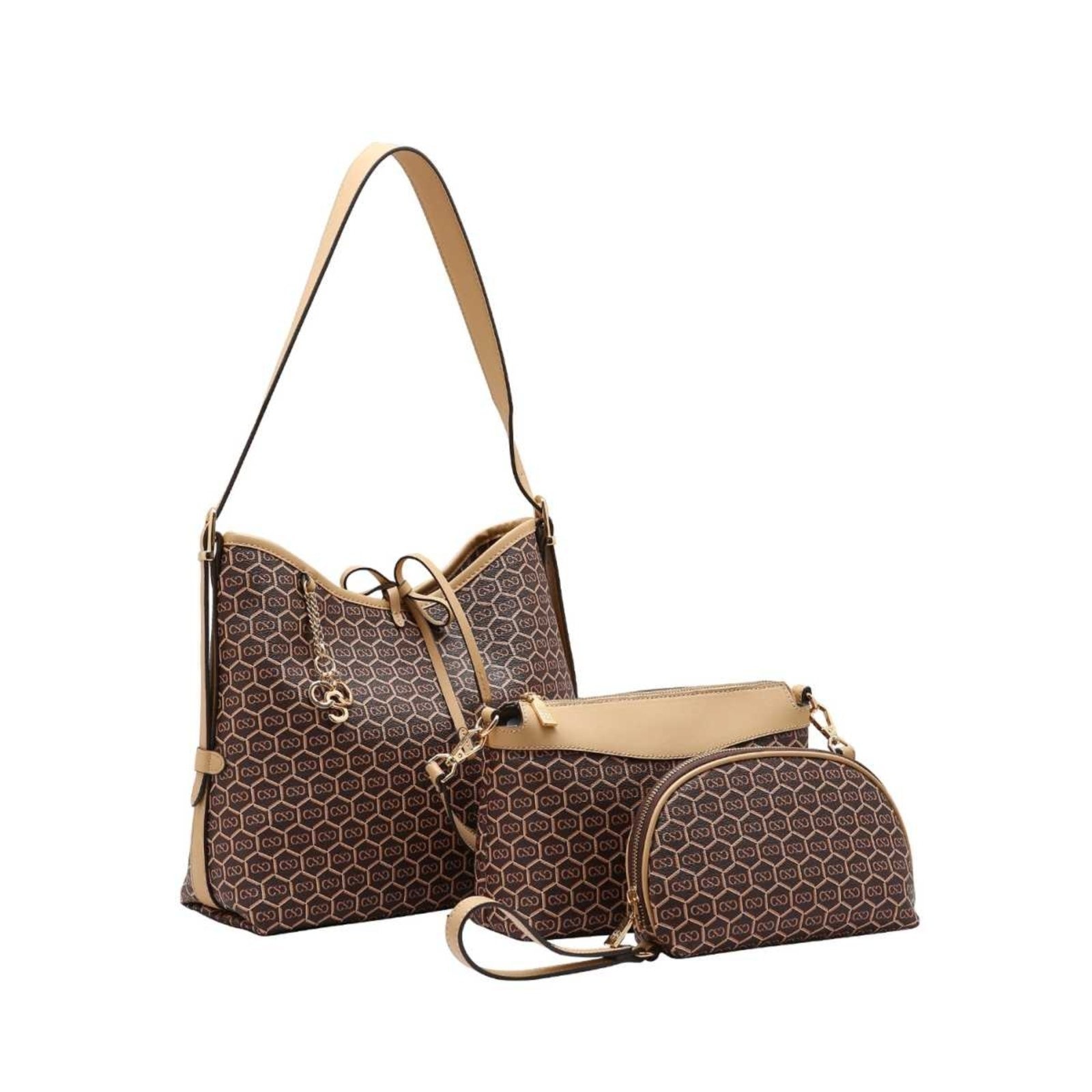 Imagem principal Bolsa Feminina Chenson New Monograma Dupla Face Kit 3 Peças 3485430 Chenson café