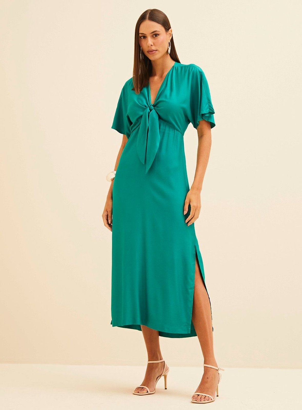 Imagem principal Vestido Midi Reto com Amarração Forum Palmleef Forum verde