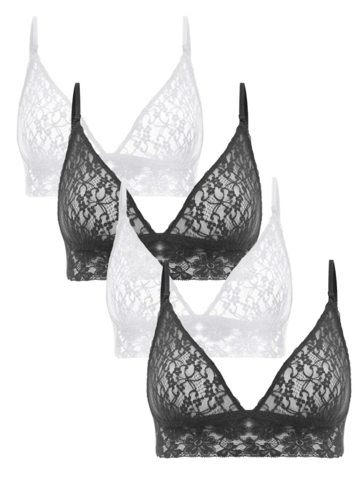 Imagem principal Kit 4 Sutiãs Triângulo Renda Sweet Lace Preto/Branco Loungerie incolor