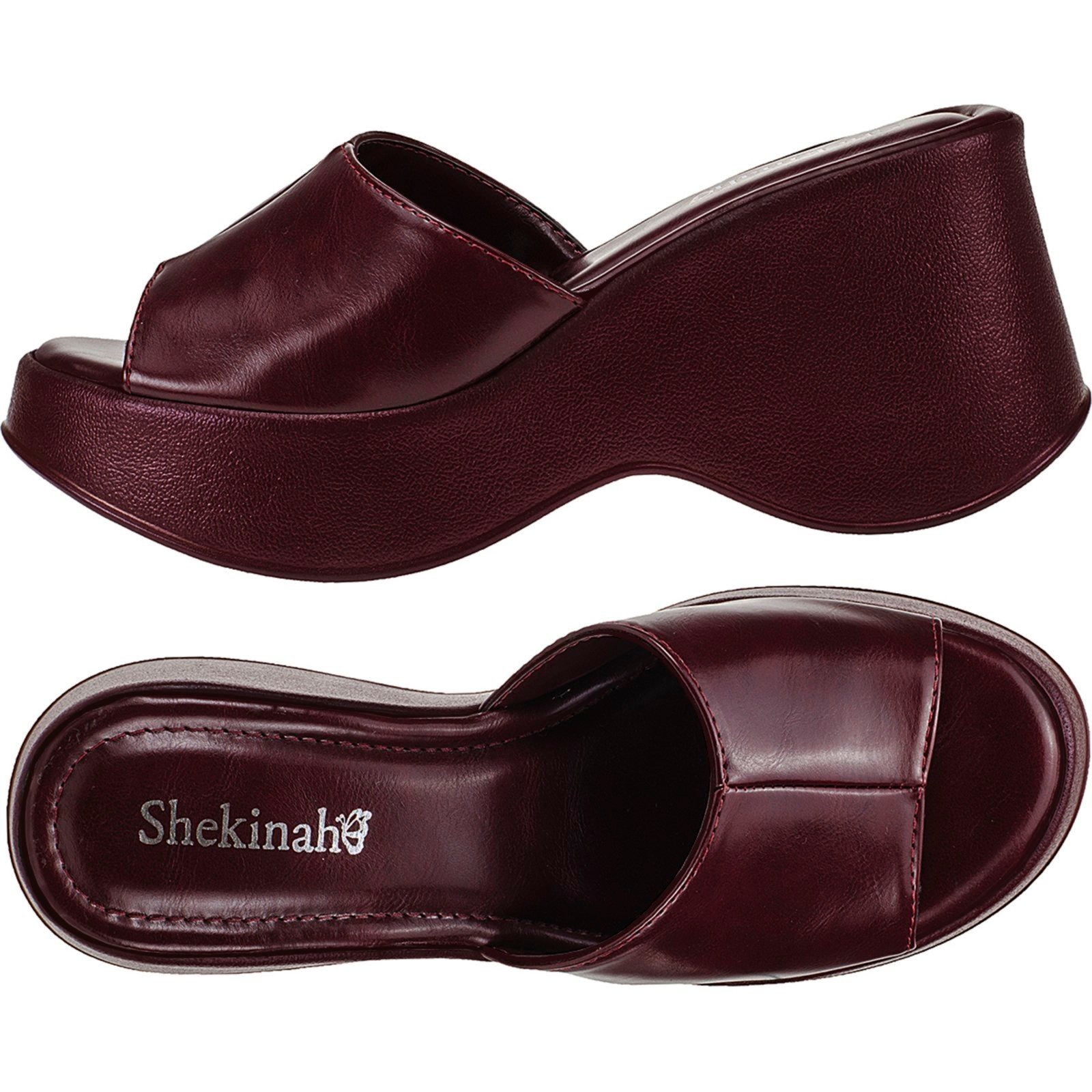 Imagem principal Sandália Feminina Tamanco Plataforma Sapato Salto Chinelo Shekinah Confortável Moda Festa Marsala Shekinah bordô