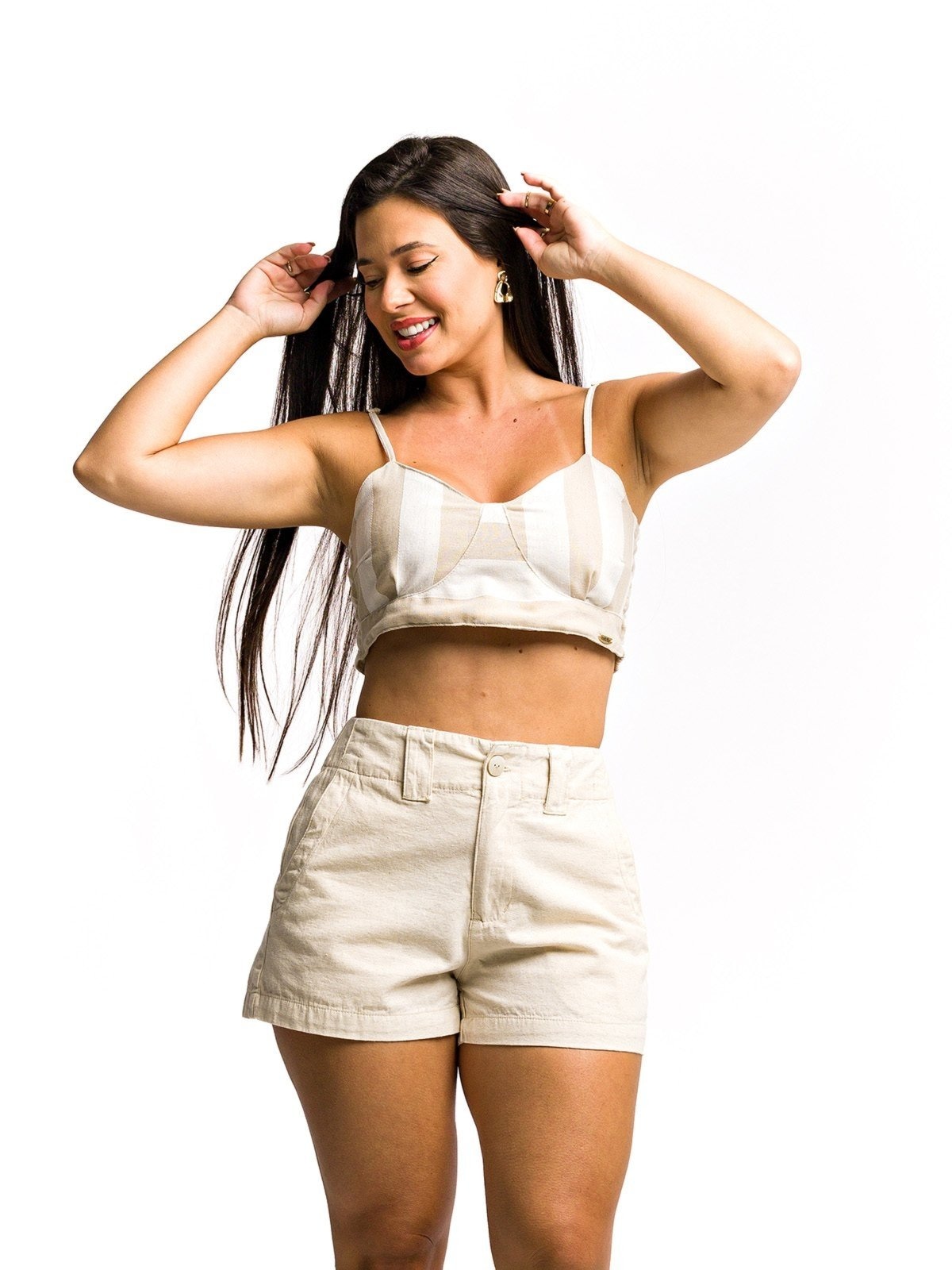 Imagem principal Short Restrito Jeans de Linho Natural - Bege Restrito Jeans bege natural