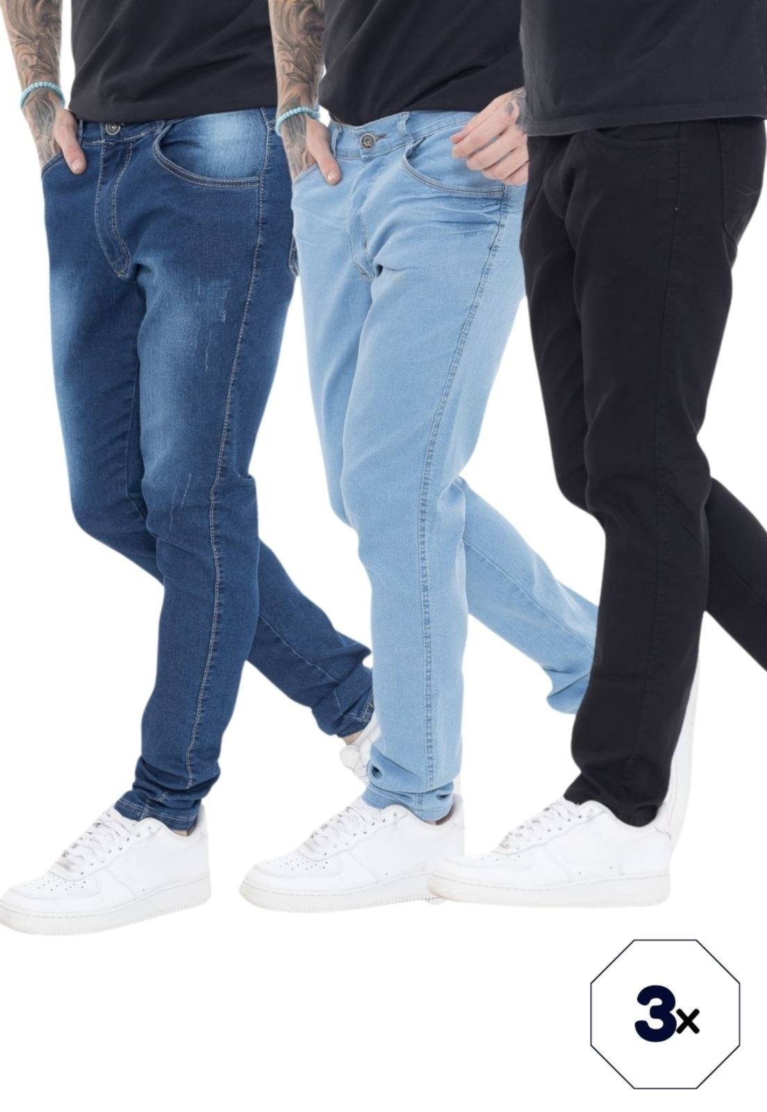 Imagem principal Kit 3 Calças Tempo Hábil Super Skinny Premium II Street Escuro, Preta e Delave 5 Estilo azul