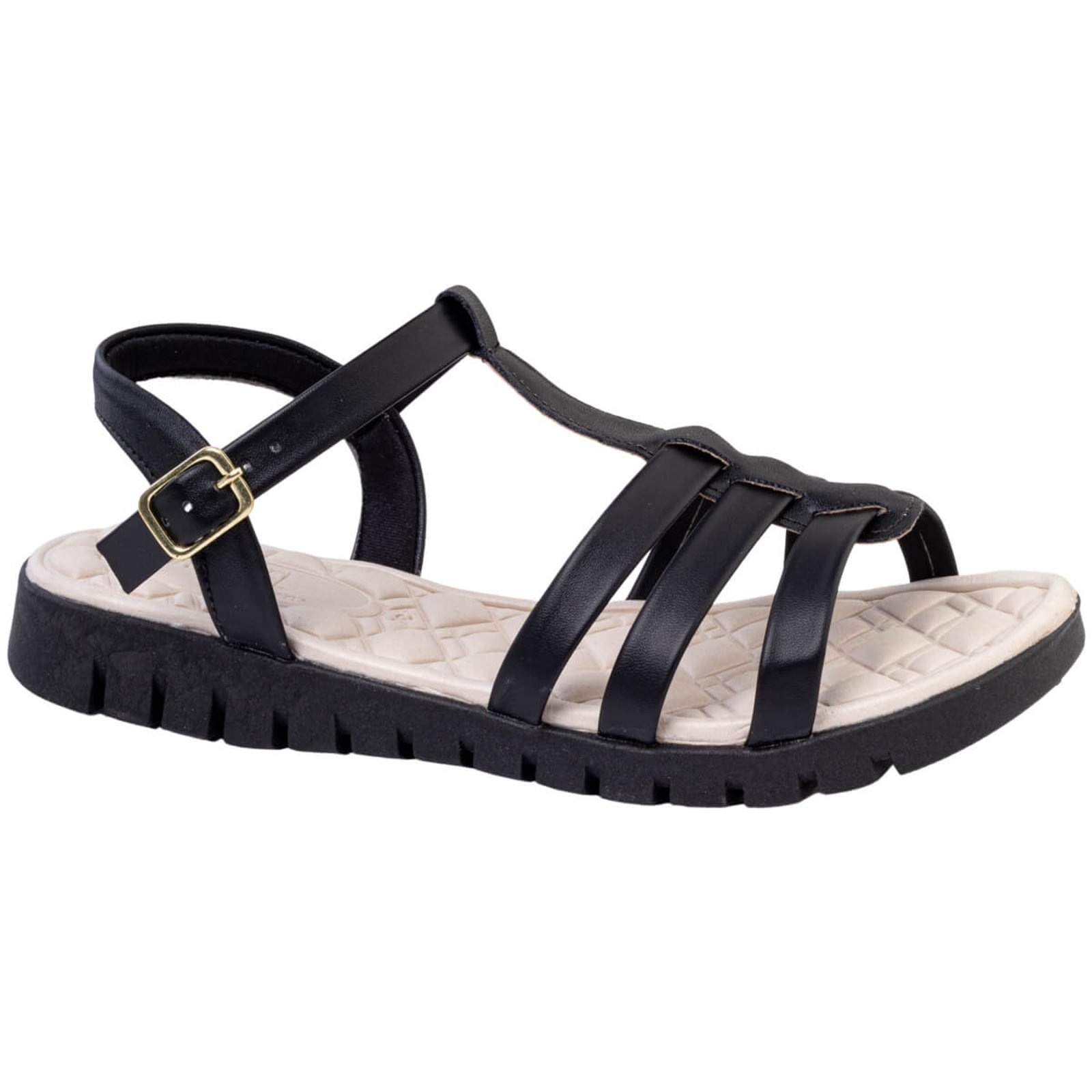 Imagem principal Sandalia Ortopédica Feminina Tratorada Confortável Macia Dia a Dia Via Angel 7604 VIA ANGEL preto