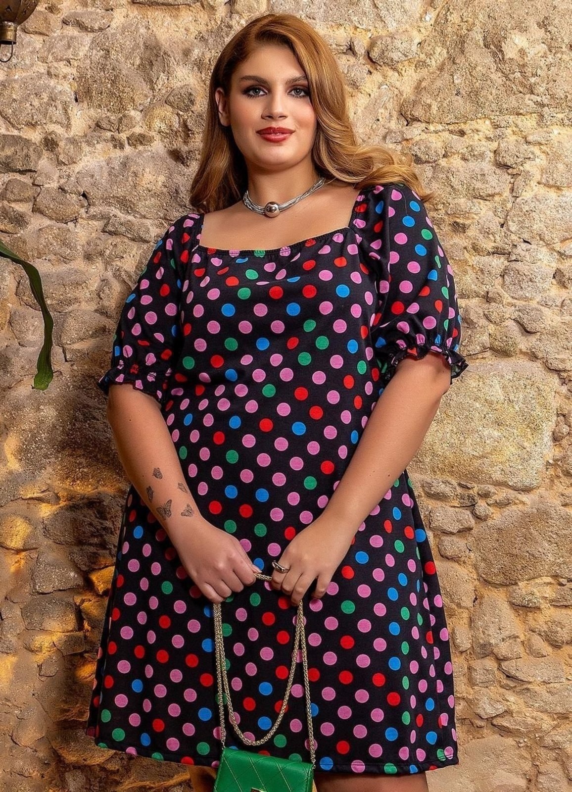 Imagem principal Vestido Em Malha Poá Colorido Marguerite preto